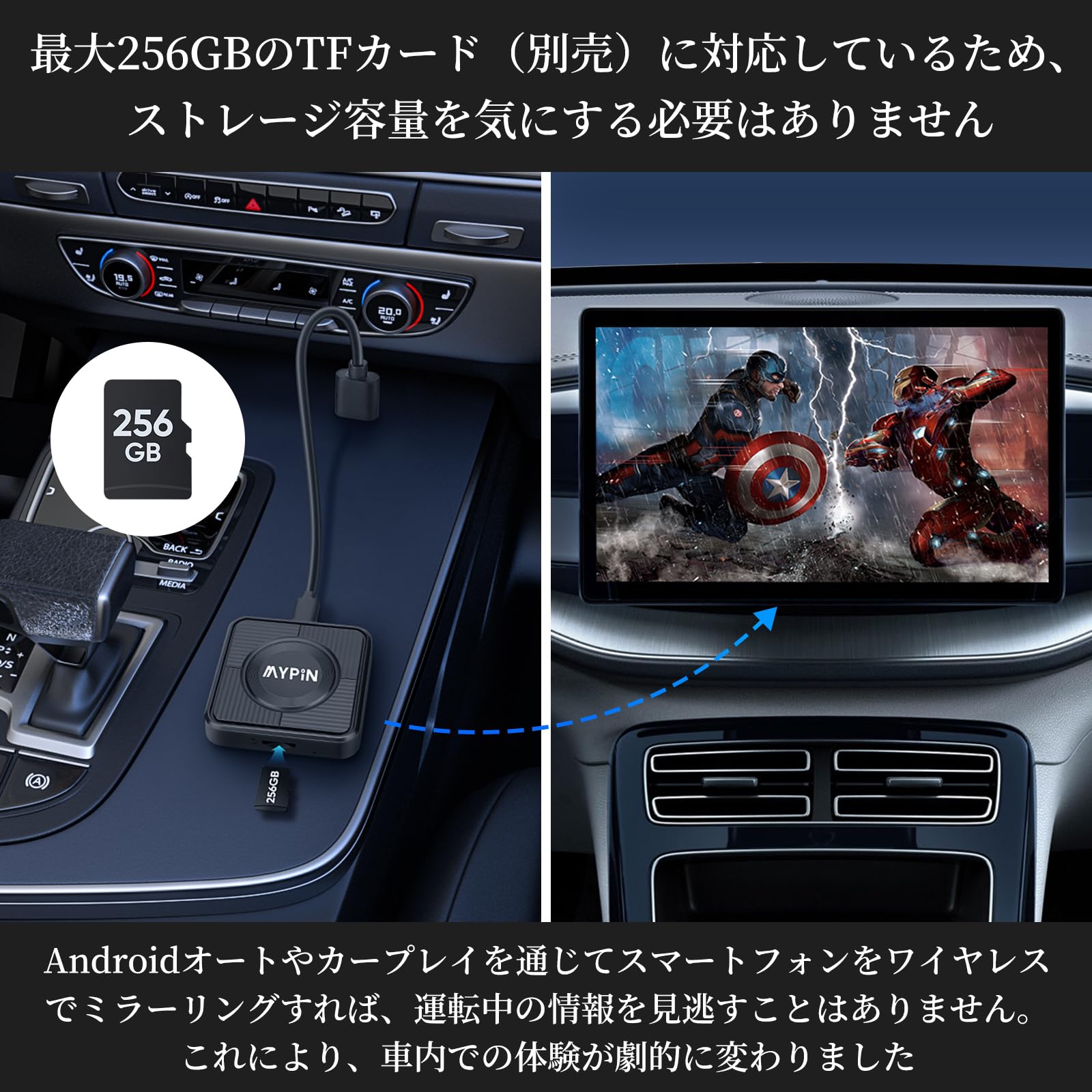 Amazon | アップグレード版ワイヤレスCarPlayアダプター、3-in-1