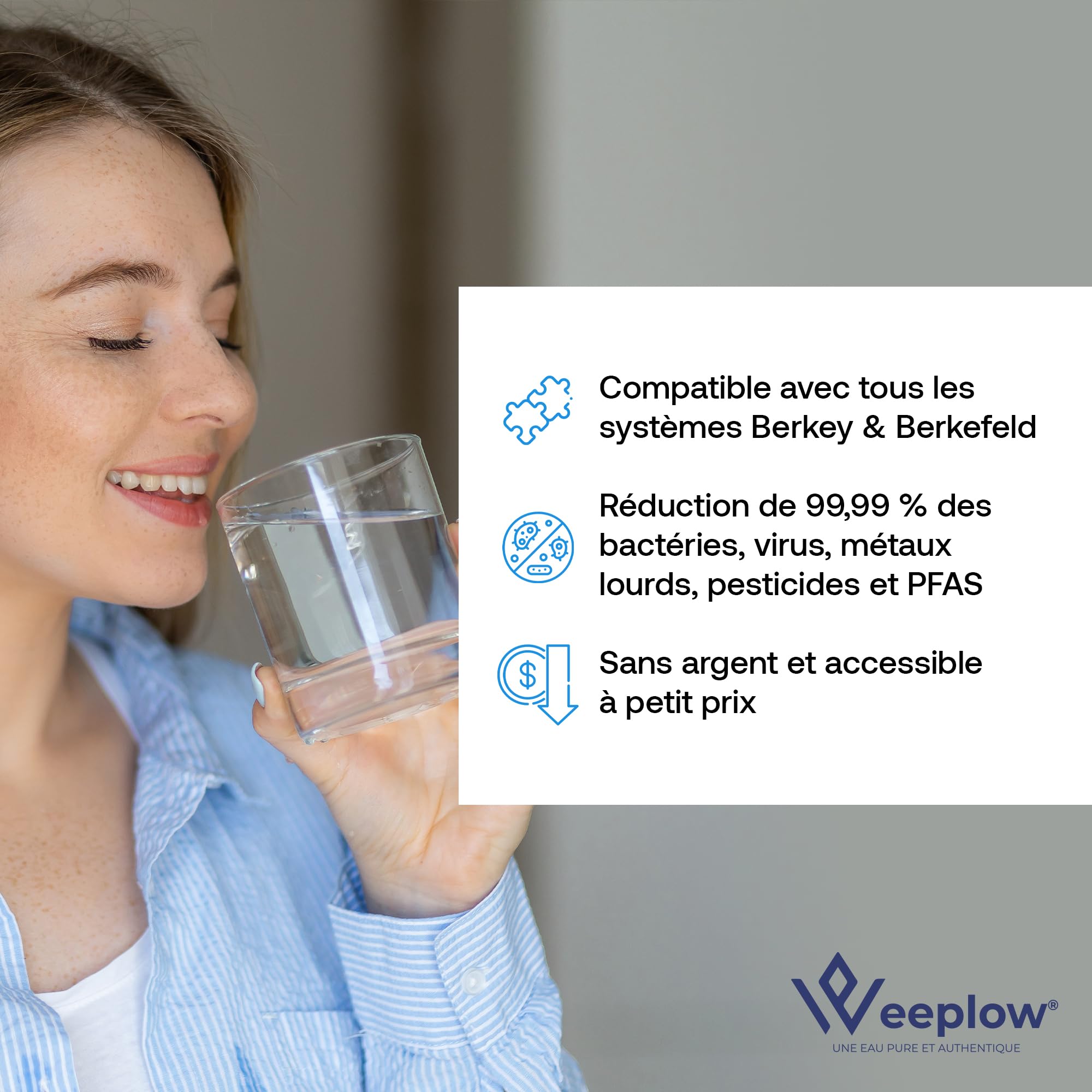 Weeplow O'Pure 2 Lot de 2 Filtres à Eau Gravité Compatible Berkey Doulton | Compatibles Weeplow, Berkey, Berkefeld, Doulton. Réduit les contaminants à hauteur de 99,99%. Lot de 2 filtres.