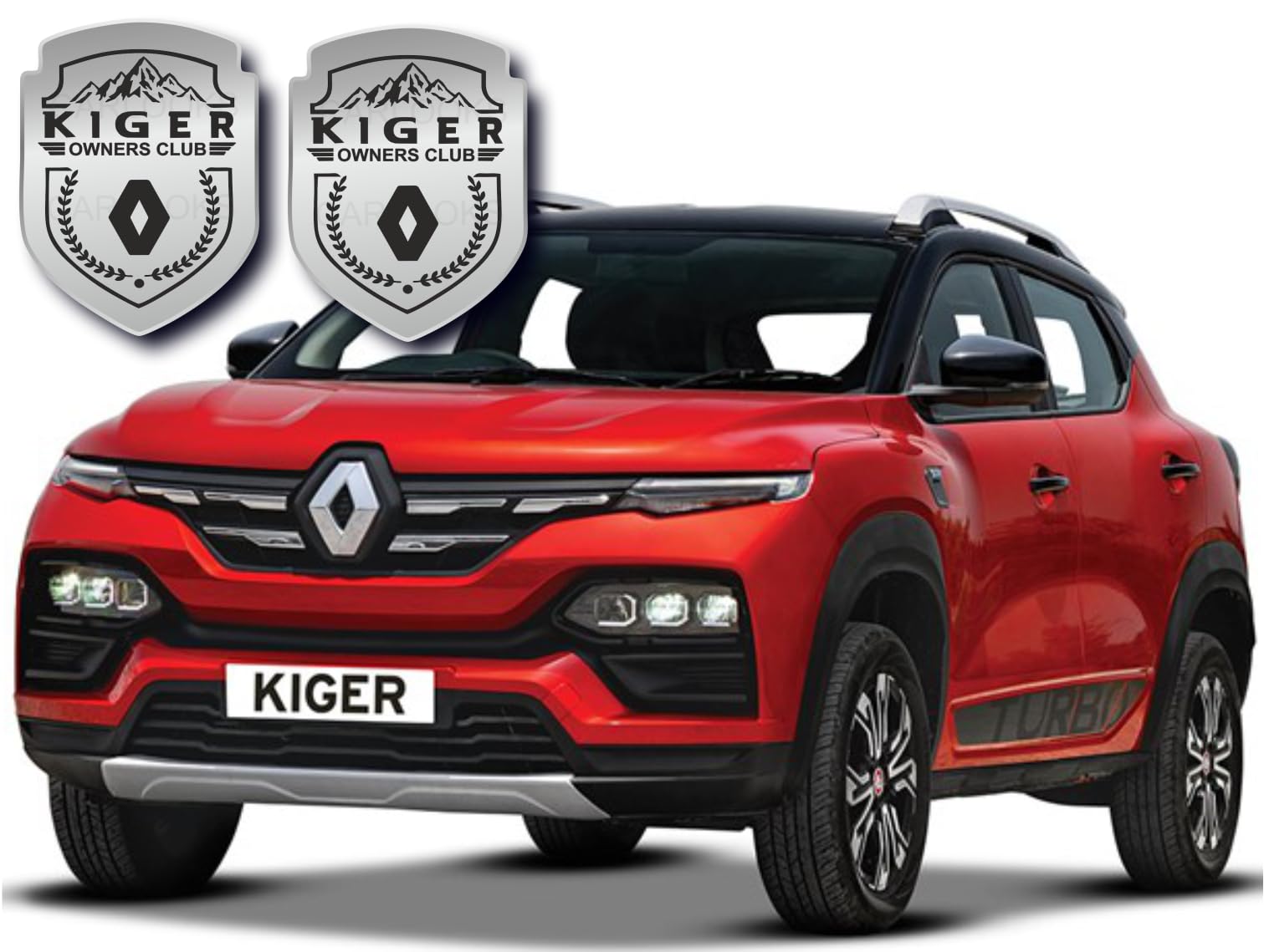 Carlooks Kiger Owners Club Emblem Sticker for Cars, This can be Used on Fenders Doors Dickey Set of 2 pcs for All Cars_Silver_ Black-picture-28