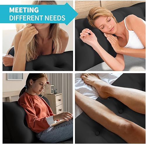Miniatura 7 de CECER Almohada de cabecera de cama tamaño California King, almohada triangular grande con dos bolsillos laterales, cojín largo de cuña para cama o