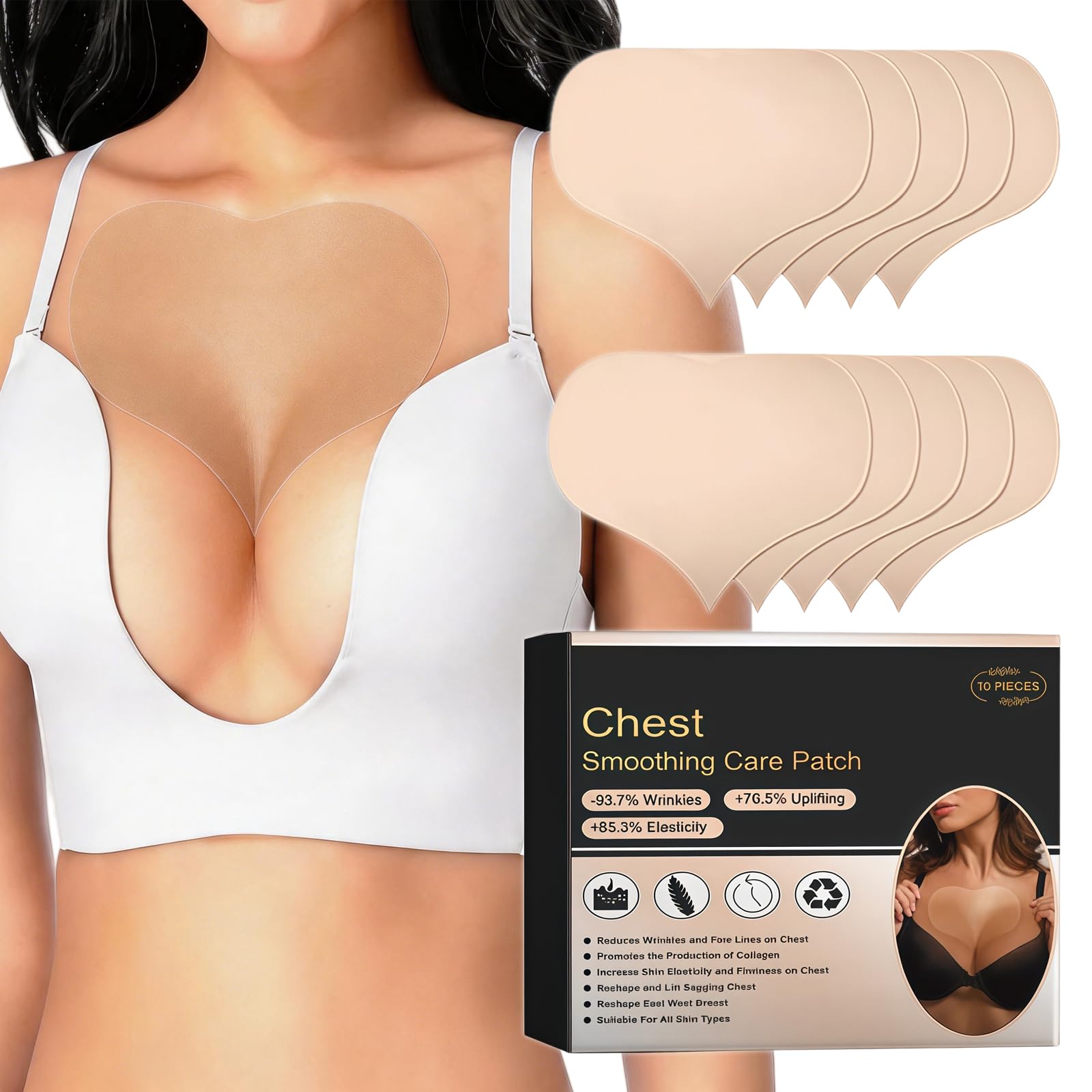 20 Stück Dekoltee Pads Antifalten Brustpads Herzform Transparent Pads Antifalten Dekollete Anti Falten Pad Haut Straffer Und Glatter Für Pflege Zu Hause Unterwegs