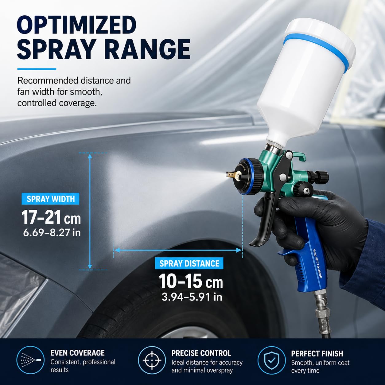 HVLP Pistolet à Peinture Pneumatique, 1,3mm Pistolet Peinture Carrosserie | 600ml Pistolet Peinture Air Comprimé PulvéRisateurs De Peinture, Avec Largeur De PulvéRisation 17-21cm Pour Murs, Automobile
