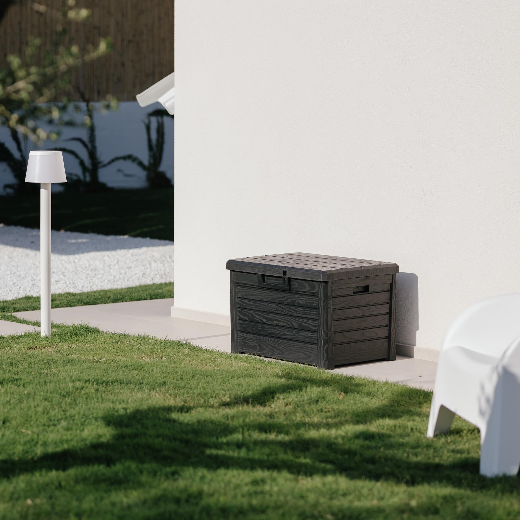 Toomax Compact Florida baule da esterno 120L 73x50,5x46,5h cm antracite effetto legno plastica UV