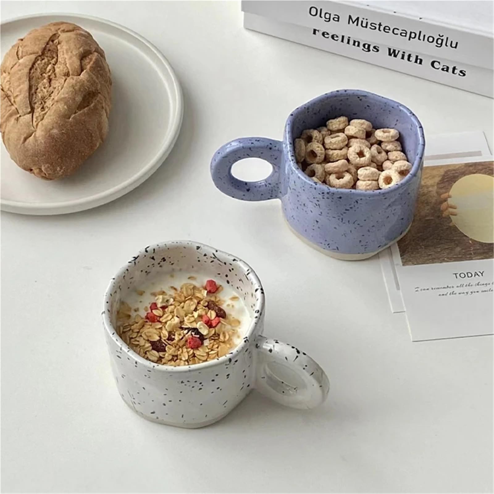 Tazze Mug Tazza in ceramica con manico, tazza da caffè, latte in porcellana fatta a mano, cioccolata calda in, coppia di tazze impugnatura(Yellow)