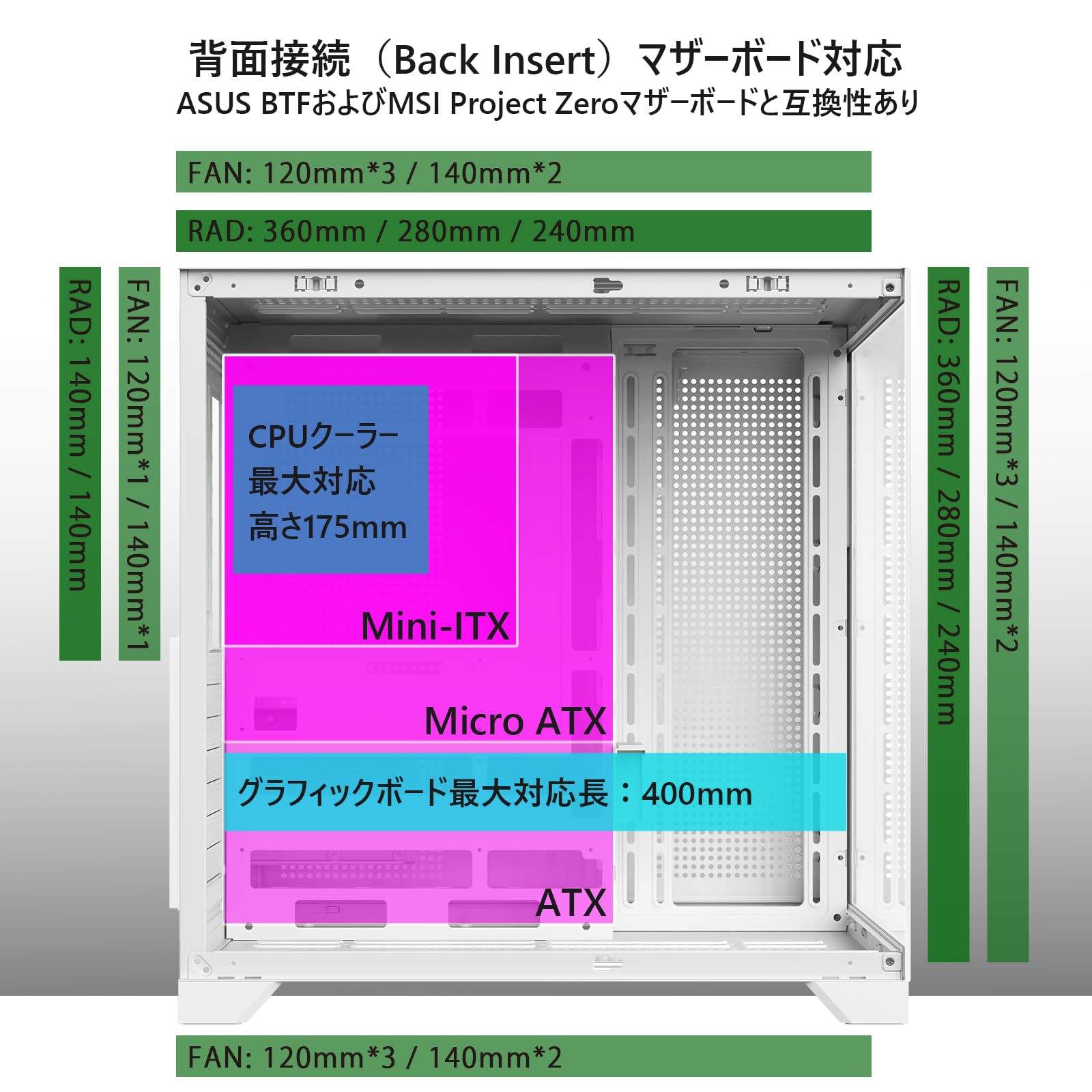 Amazon.co.jp: フルタワーATX PCケース 4個PWM ARGBファン付属 270