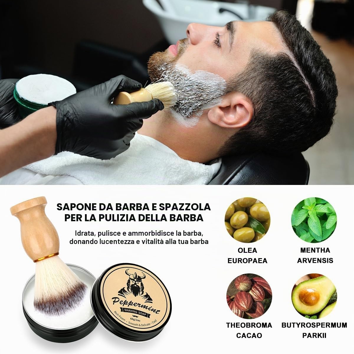 Exreizst Kit Barba per Uomo,Regalo Cura della barba Uomo Completo Professionale per Marito Papà -con2Olio per la crescita della barba, balsamo, pennello, pettine,sapone barba, tazza custodiaViaggio