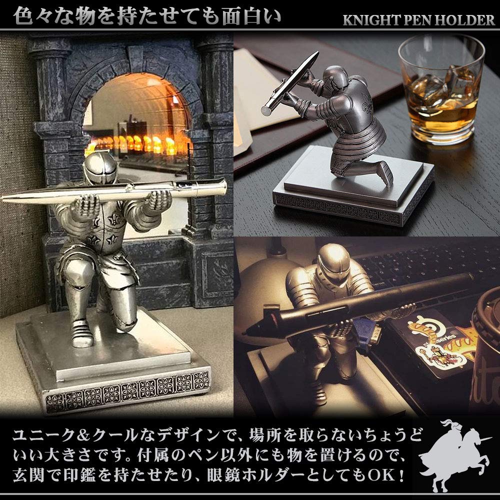 騎士のペン置き フィギュア 騎士 ペン立て メモスタンド インテリア ブルー/レッド