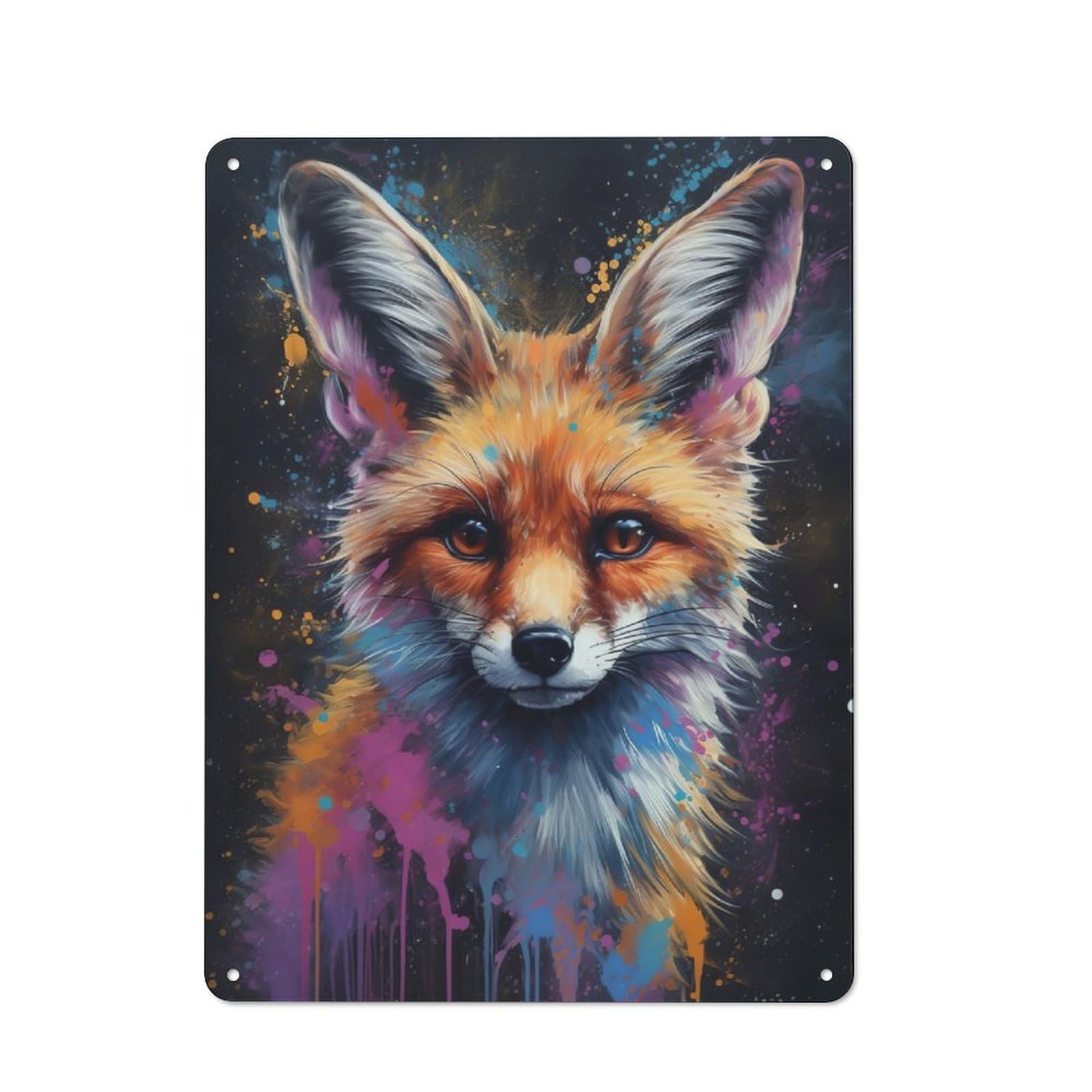 Junmoney Fennec Fox Painting Tin Sign 40X30cm With For Pub Or Café, Rustic Decor, For Kitchen, Dining Room And Home Bar Wall Decor