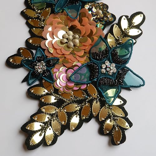 Miniatura 5 de Parches de lujo con cuentas de diamantes de imitación 3D para ropa DIY coser bordado apliques lentejuelas flores parches decoración