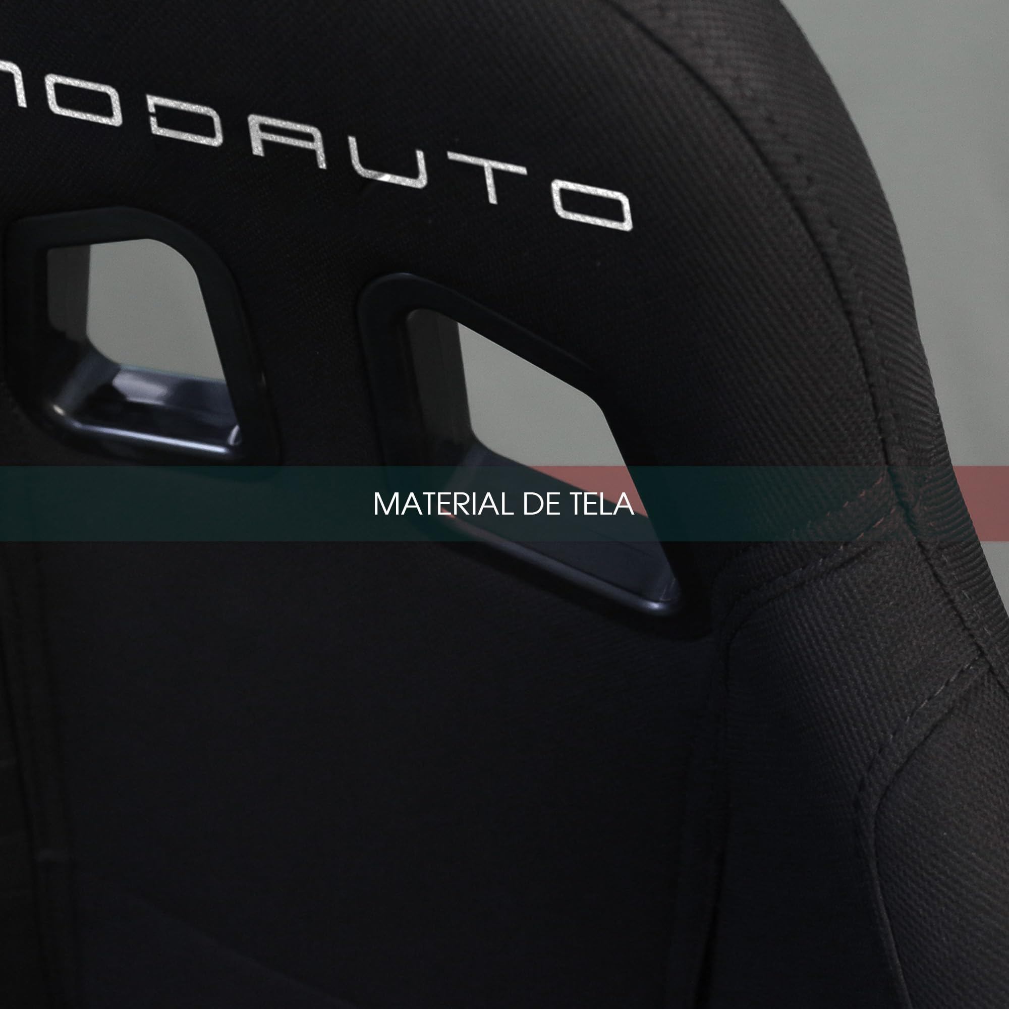 M MODAUTO Asiento Deportivo Coche,Semibaquet Ajustable,de Tela,Adaptable para Coches,Ríeles incluidos,Conductor y Pasajero,para Coche y Simulador de Conducción,Modelo M-N100L,Negro Logo