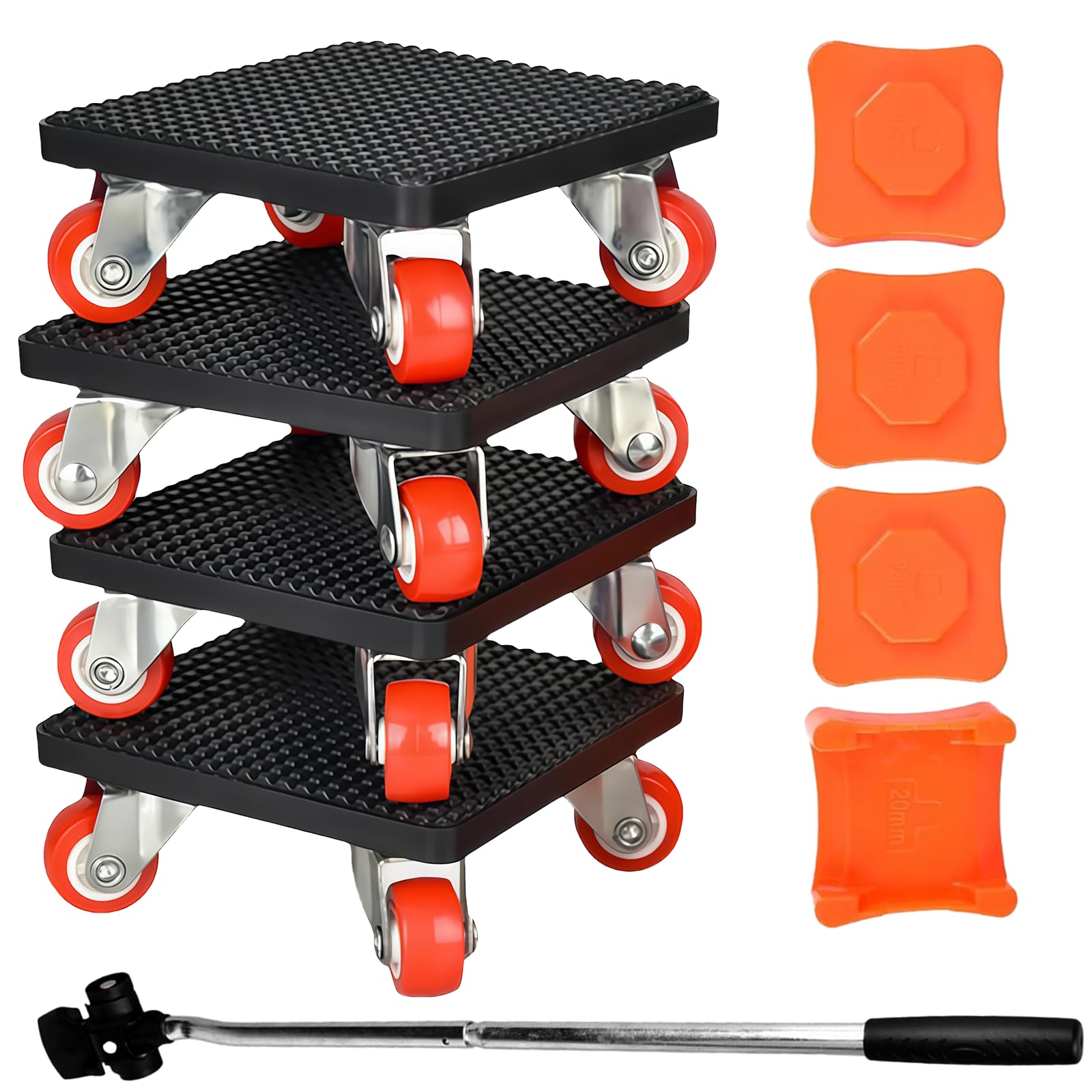JDHUIOO Furniture Sliders 8 Packs - Heavy Duty Appliance Moving Sliders for Wood Floor & Carpet, Furniture Moving Wheels Kit with Lifter Tool for Refrigerator, Washing Machine, Sofa, Cabinet