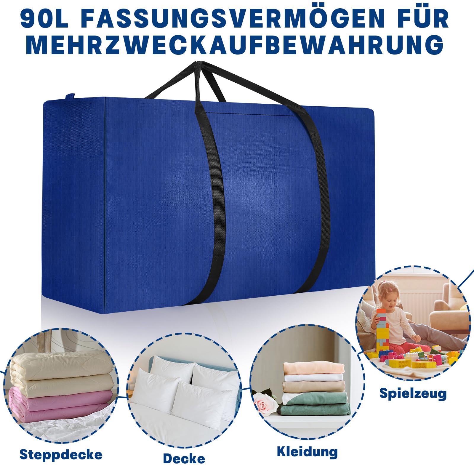Dntorx 4 Stück 120L Aufbewahrungstasche, Heavy-Duty Umzugstaschen