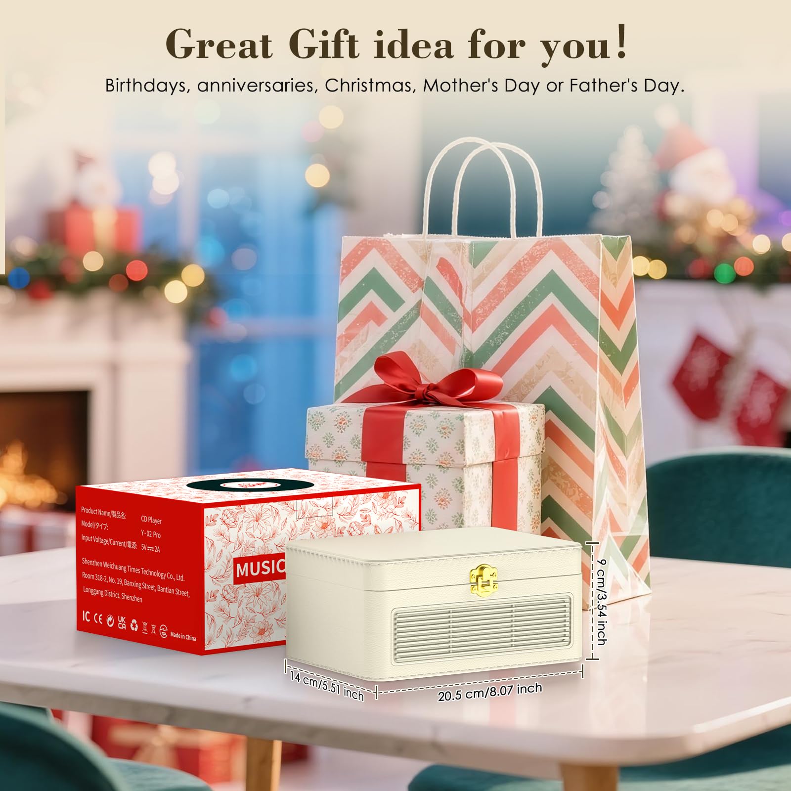 Lecteur CD Portable Bluetooth: Kegaudio Lecteurs CD Enfant avec Haut-Parleur, Radio, Télécommande Compatible USB/AUX Prise Casque (Blanc)
