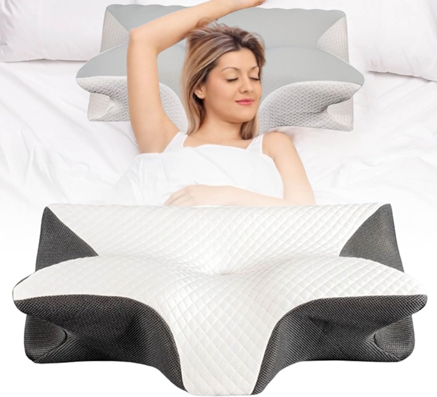 2026 Premium Relief Pillow, Ergonomic Memory Foam Pillows for Neck and Shoulder Pain Relief, Armrest Support for Side, Back & Stomach Sleepers (Black)