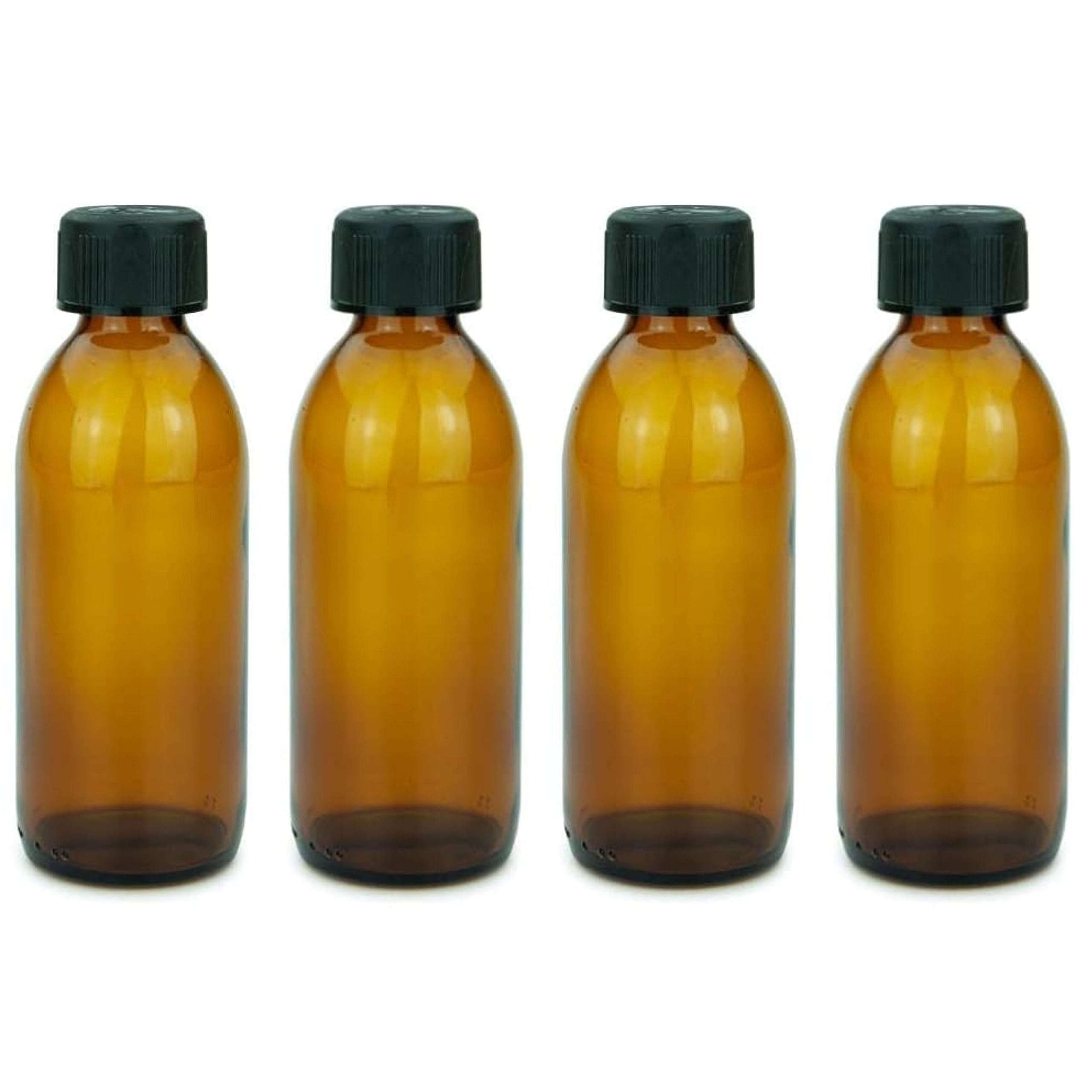 mikken 4 bottiglie di vetro marrone da 200 ml con tappo a vite