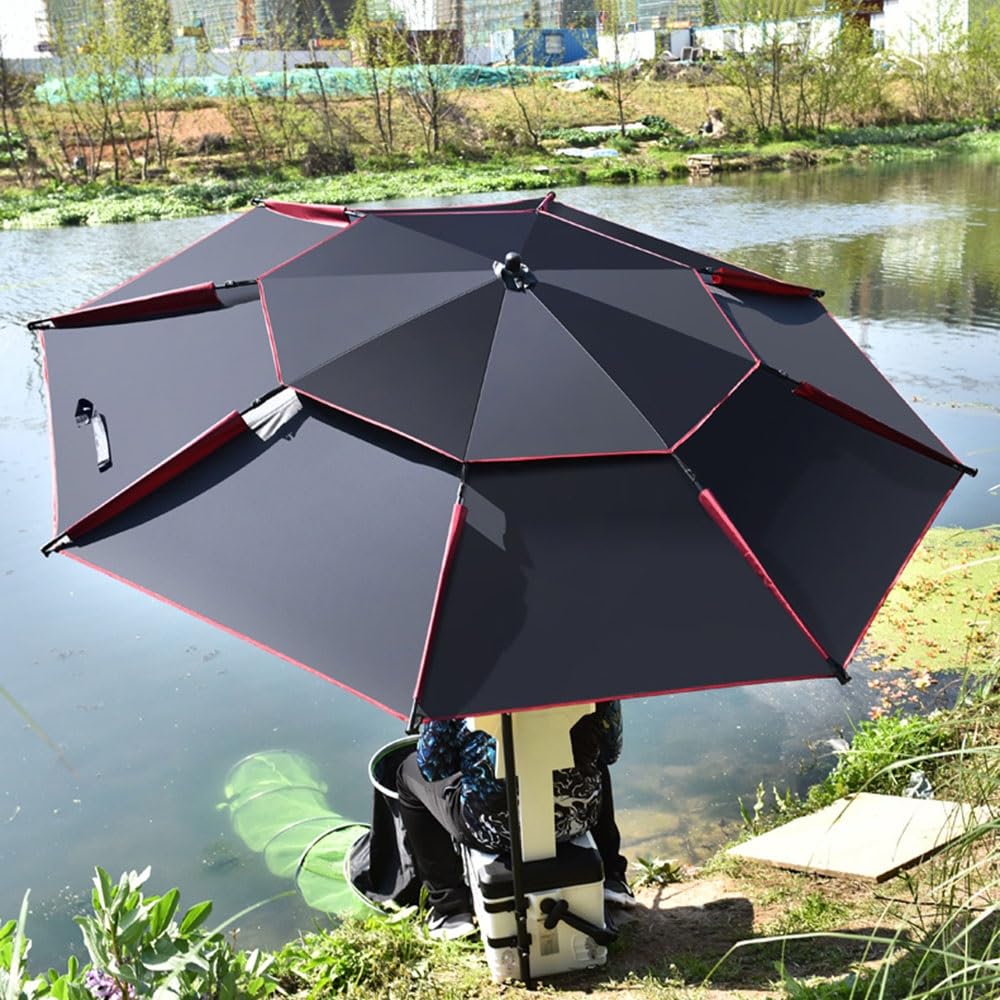 Nero Ombrellone Da Pesca Per Pescatori Ombrellone Da Giardino 2m 2.2m 2.4m 2.6m Ombrellone Da Spiaggia Inclinabile, Protezione Solare Impermeabile Antivento