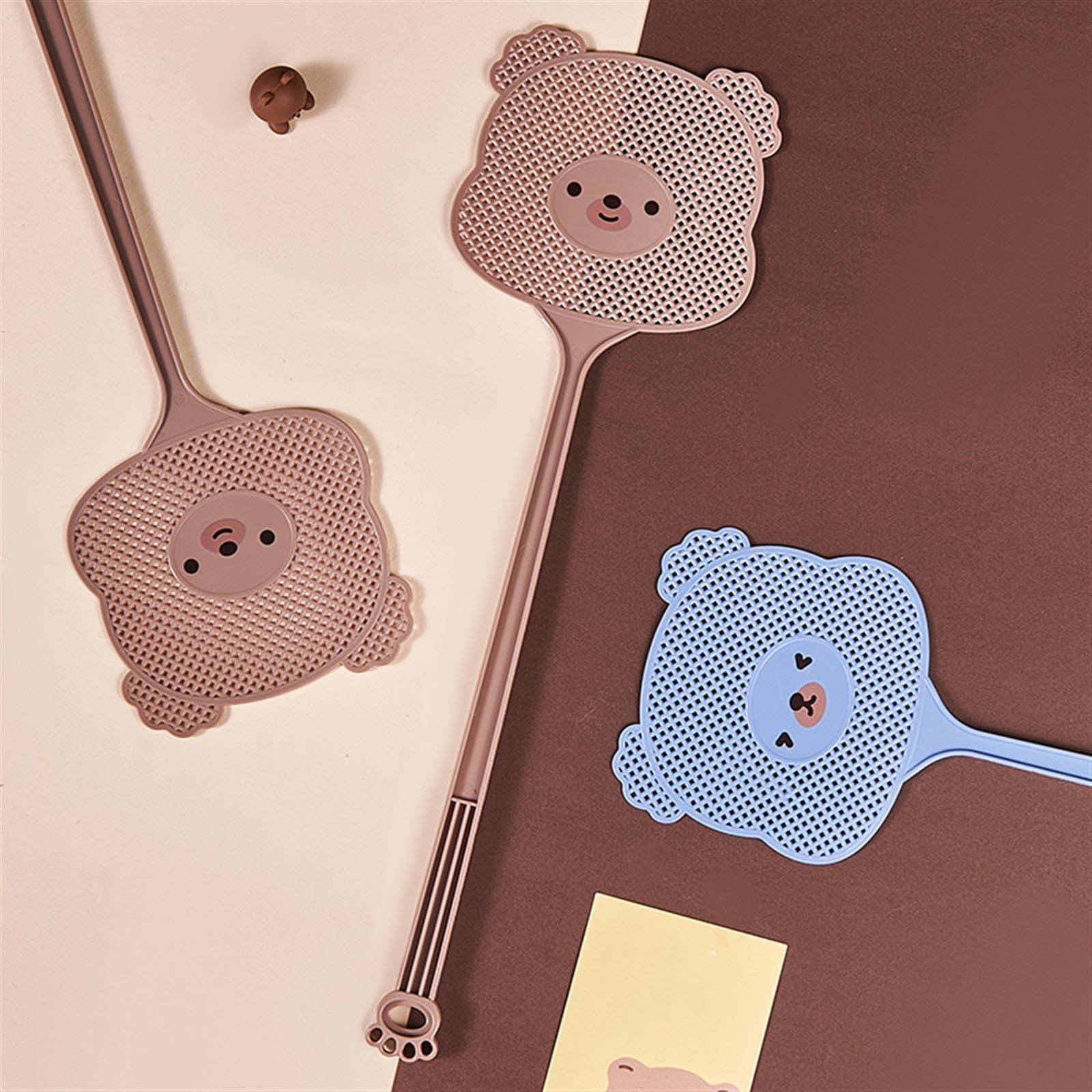 Paletta Mosche Forma di Orso Cartoon Scacciamosche 2 Pezzi L'impugnatura è A Forma di Zampa di Gatto, Che è Sia Bella Che Pratica per La Casa Ammazza Mosche(Blu)