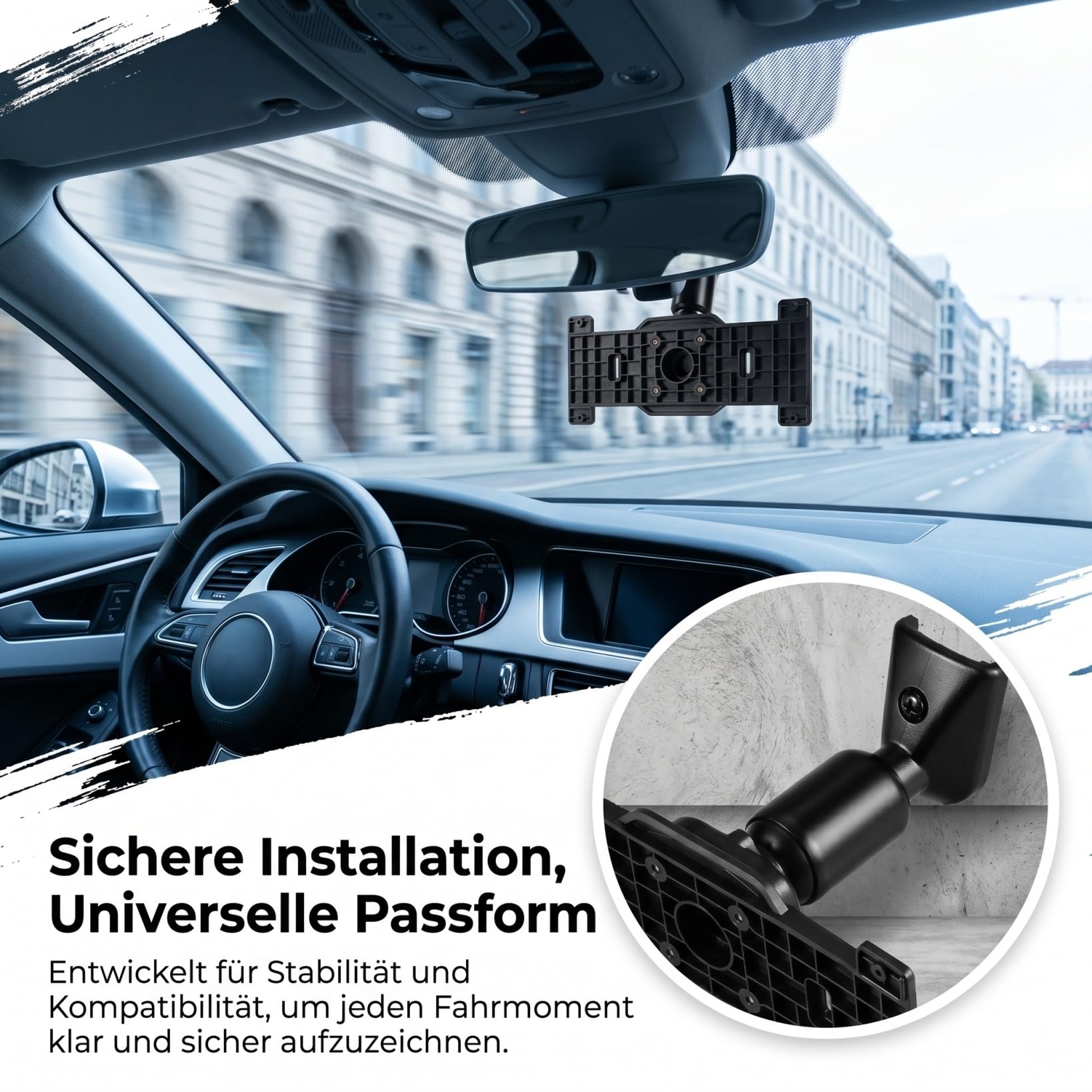 VANZACK Supporto per dashcams sullo specchietto retrovisore, specchietto retrovisore, supporto universale per cruscotto auto per installazione sicura