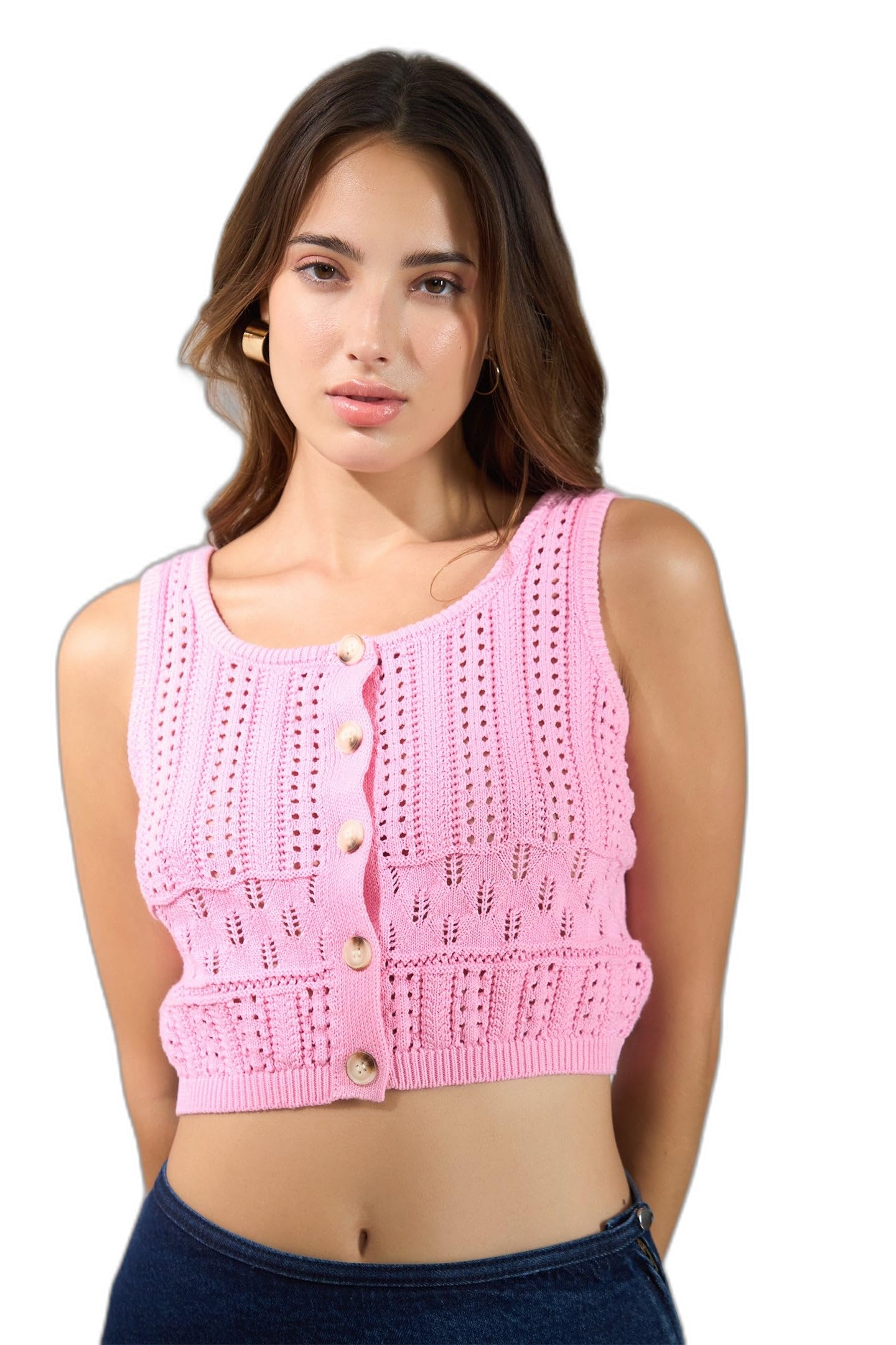 virgio Women's 100% Cotton Front Button Closure Cardigan, Soft Breathable Knit Fabric, Lightweight Comfortable Regular Fit, Stylish Layering Piece for Office, Travel, Brunch, Pink XS (x_s)-picture-37