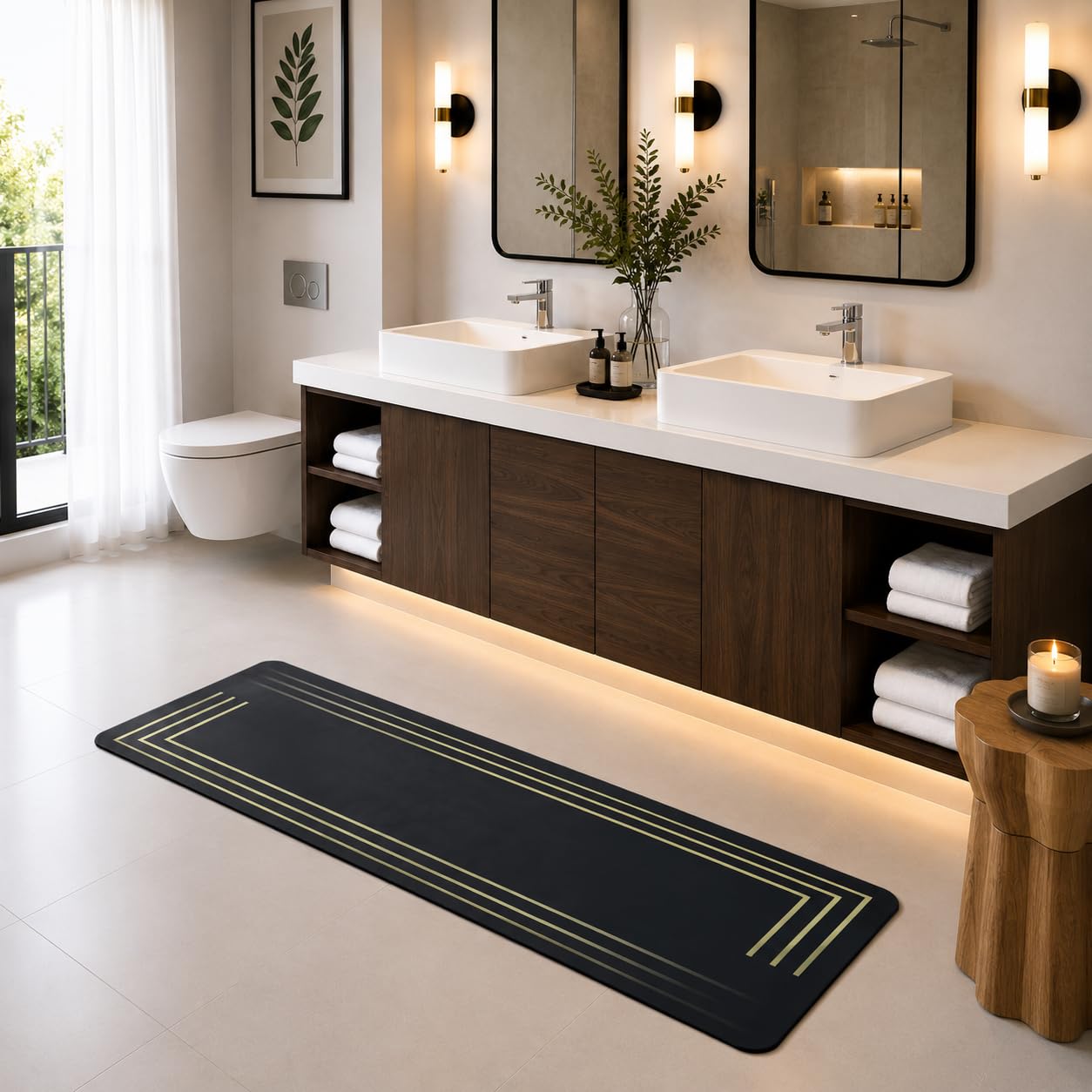 Dark Grey Yellow Kitchen Runner Rug Set - IXILUXE HOMES -4