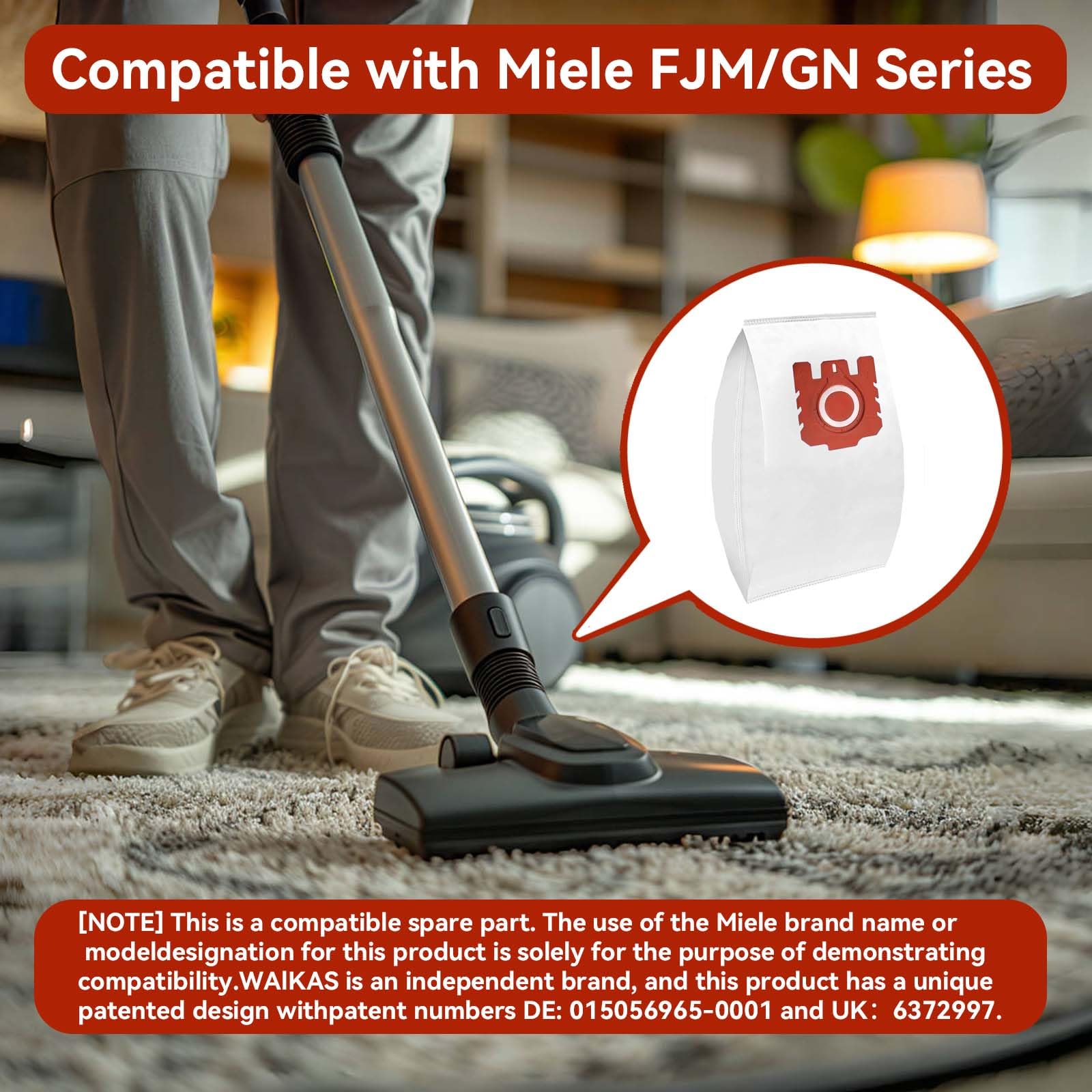 WAIKAS Staubsaugerbeutel 18 Stück - Für Miele C1 C2 C3 Serie