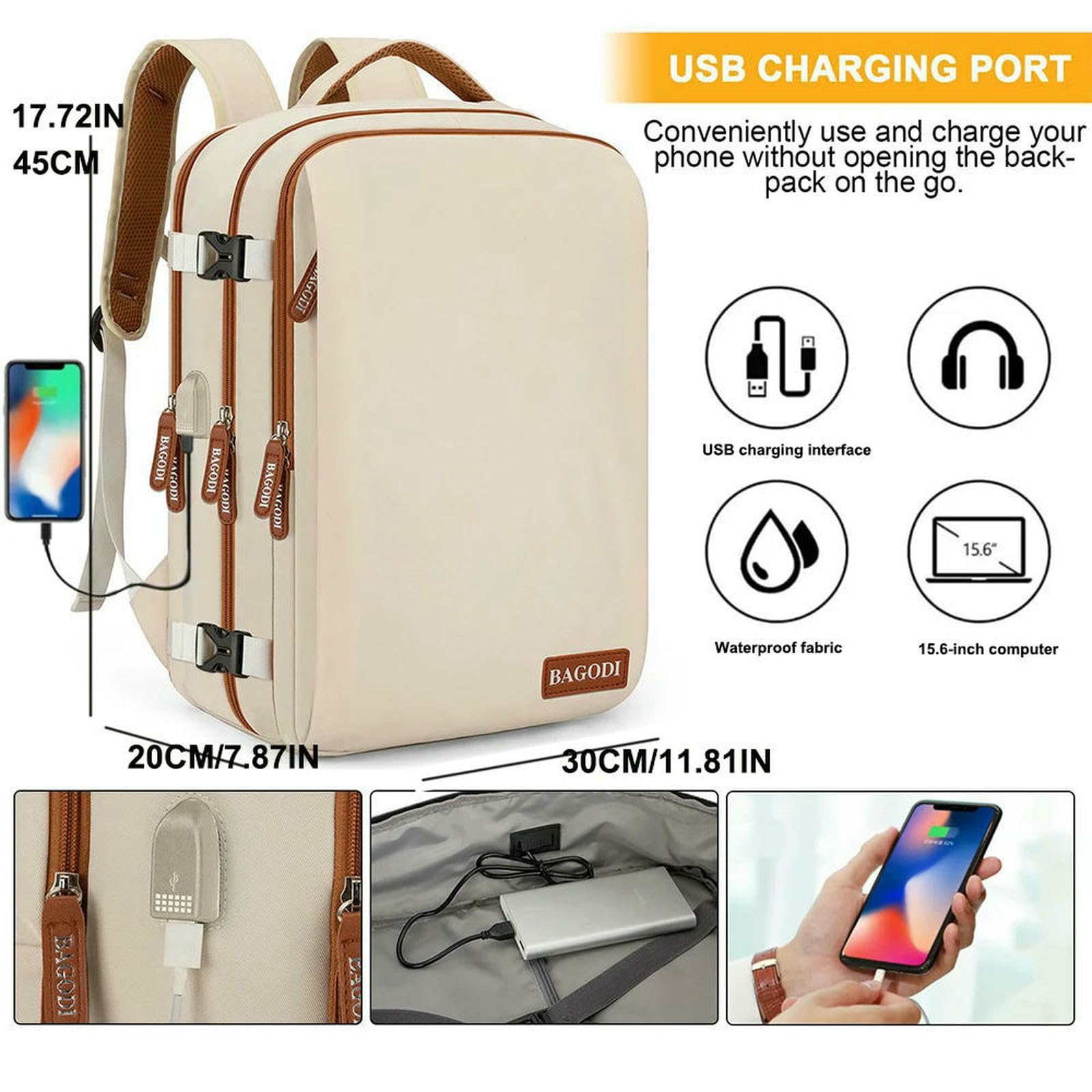 Plecak podróżny 40x20x25 - Easyjet torba kabinowa 45x36x20 na laptopa do transportu samolotem, lekka walizka