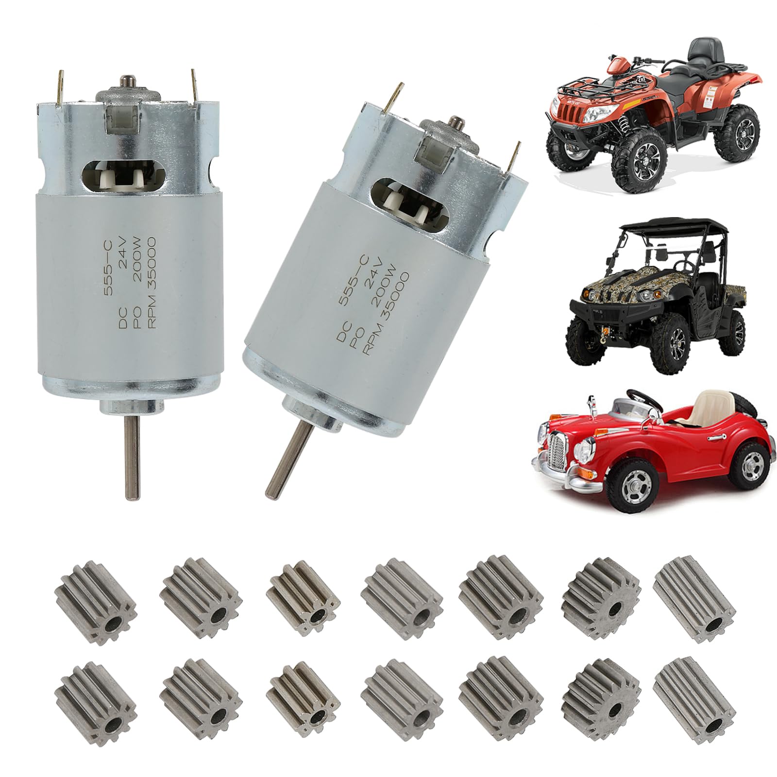 Kit De Motor RS555 De 24 V Con Caja De Cambios De Acero Para Coches Eléctricos Infantiles – Hasta 35.000 RPM