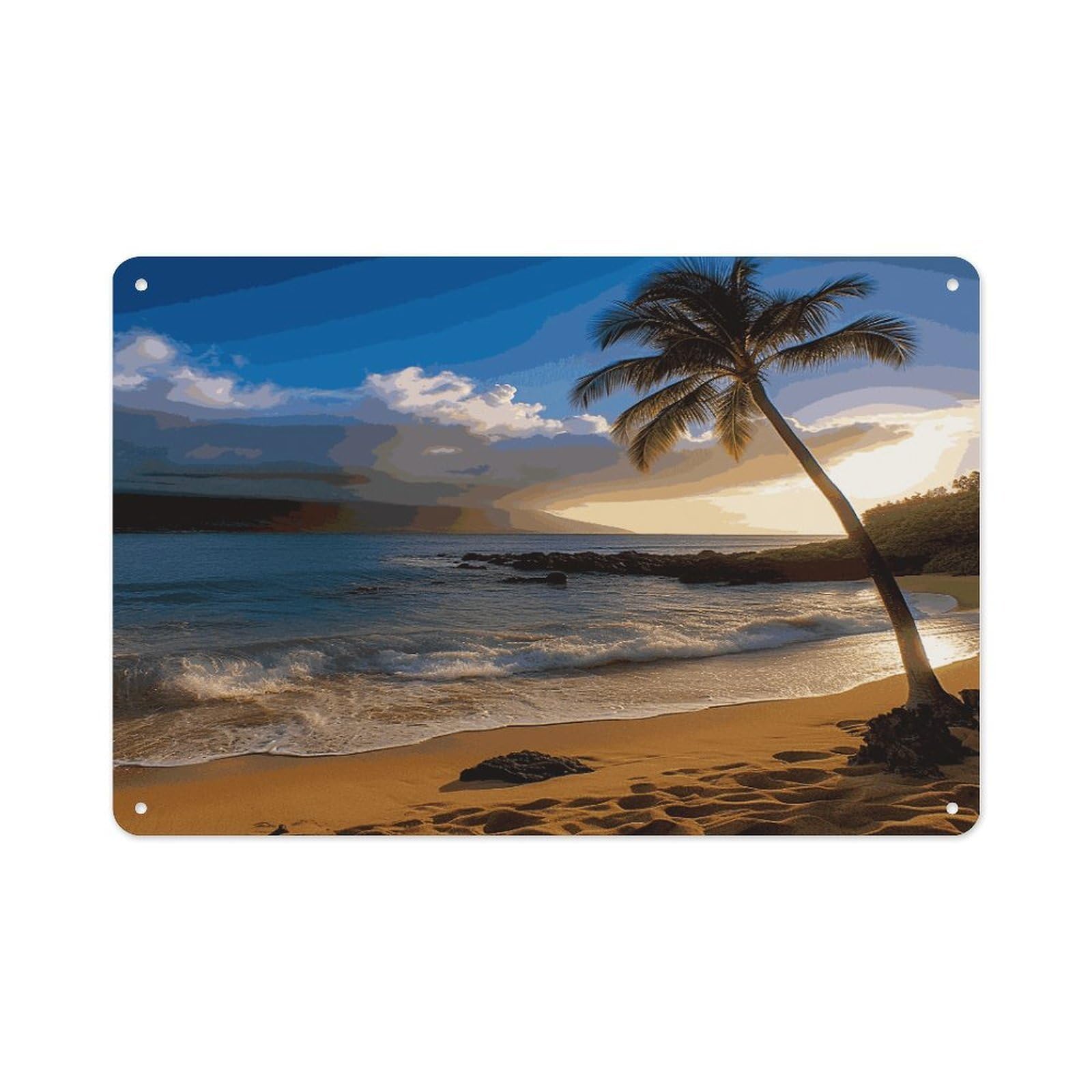 Btcowzrv Style Hawaii Beach Metal Sign 7.9 X 11.8 Inch, Aluminum Sign Wall Art Decor Easy To Install, Decorative Plaque For Home Bar Kitchen Pub Shop Garage