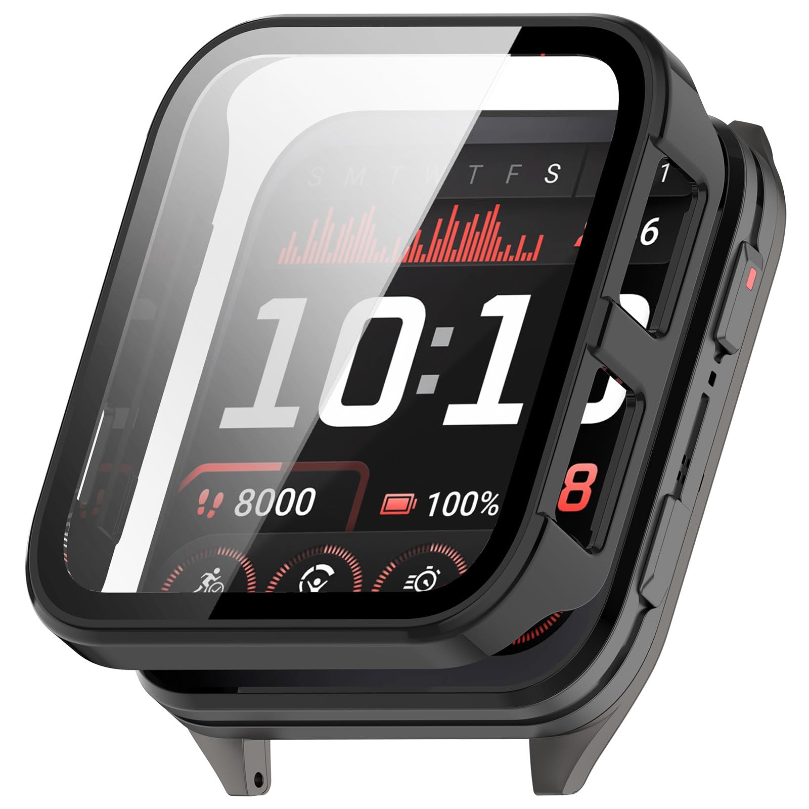 Case Cover for Garmin Venu X1, Hard PC Protective Case with Tempered Glass Screen Protector for Garmin Venu X1 Smart Watch (Black)