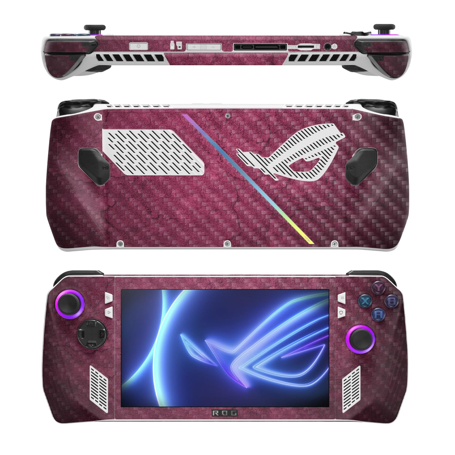 MightySkins Carbon Fiber Skin Compatible with Asus ROG Ally - Pink Gravel | Protective, Durable Textured Carbon Fiber Finish | Easy to Apply