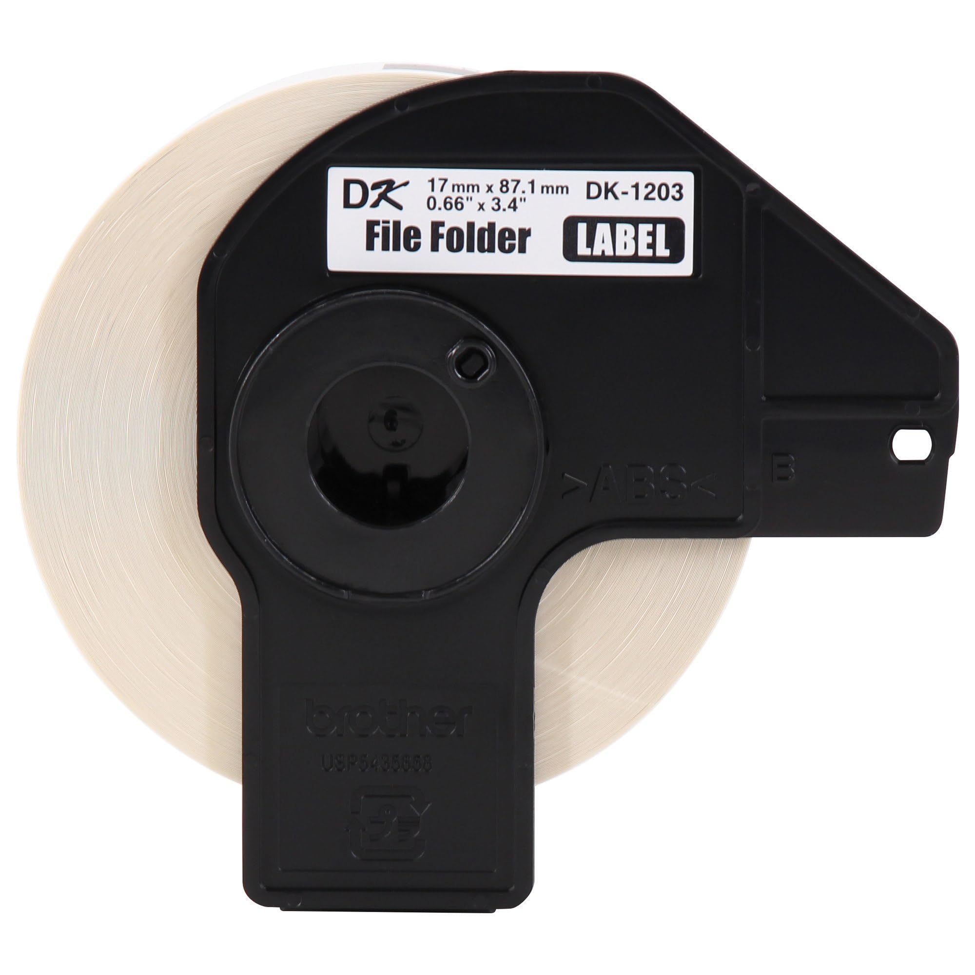 Brother DK-12033PK DK-12033PK Etichette fustellate per cartelle di file, affidabilità di lunga durata, 300 etichette per rotolo, (3) rotoli per scatola, bianco (DK12033PK)