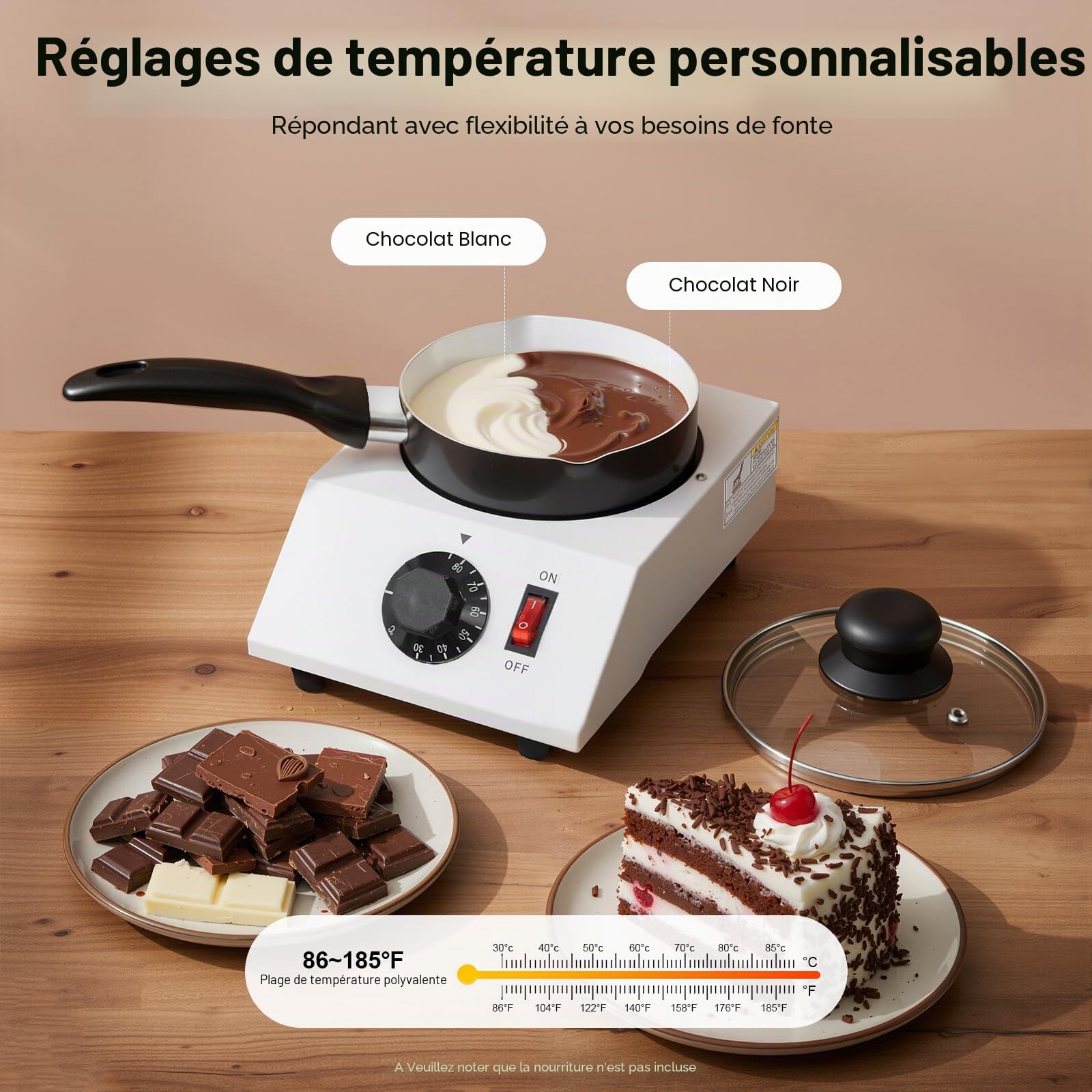 Fondre Électrique Chocolat, 40W Chocolat Machine de fusion Machine de fusion Bonbons Creuset Chocolat Cuisine Outil Chaude Fonte Tempéré