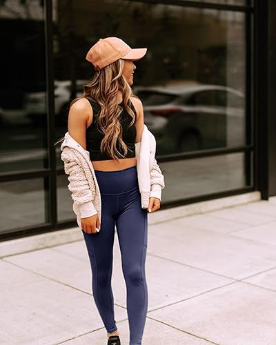 Miniatura 83 de NexiEpoch - Paquete de 4 leggings suaves para mujer, con bolsillos, control de abdomen y cintura alta, pantalones capri para yoga y ejercicio