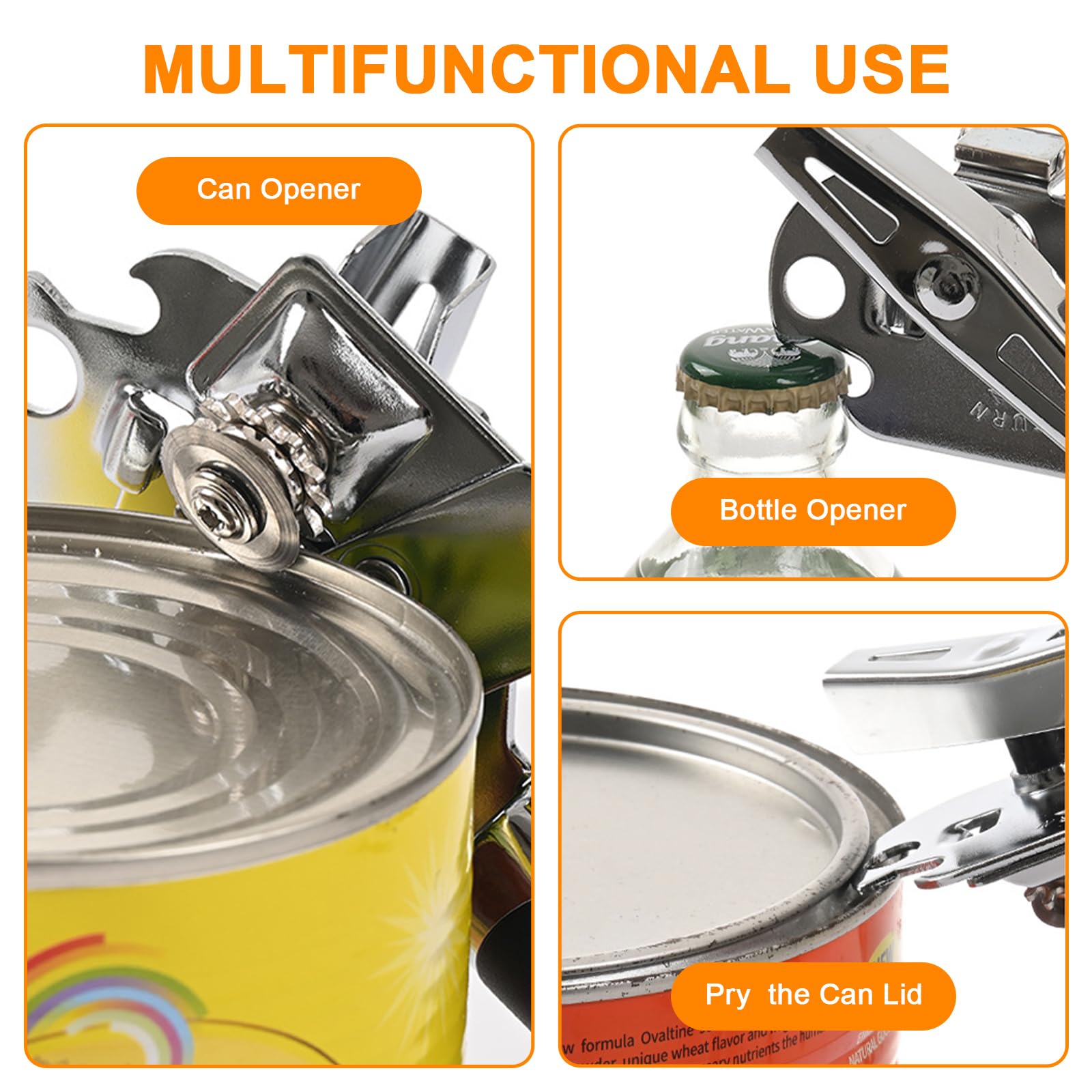 Flintronic 3-in-1 Dosenöffner Edelstahl - Mit Flaschenöffner & Rutschfestem Griff | Sicher Schneidend