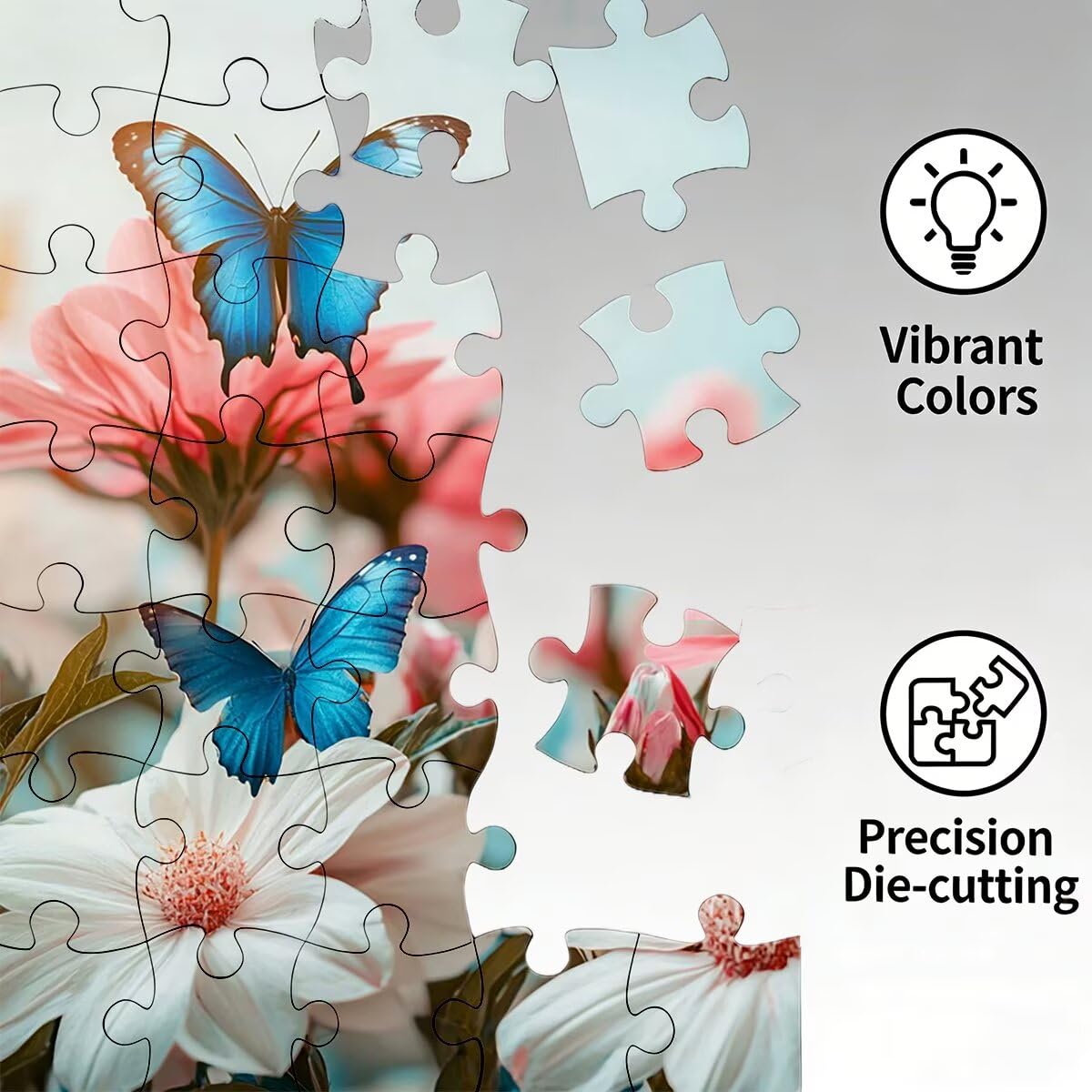 Puzzle 2000 elementów kwiat, puzzle motyl dla dorosłych, klasyczne puzzle gry edukacyjne do aktywności rodzinnej, najwyższej jakości drewniane puzzle z pudełkiem na prezent dla mężczyzny, prezent dla