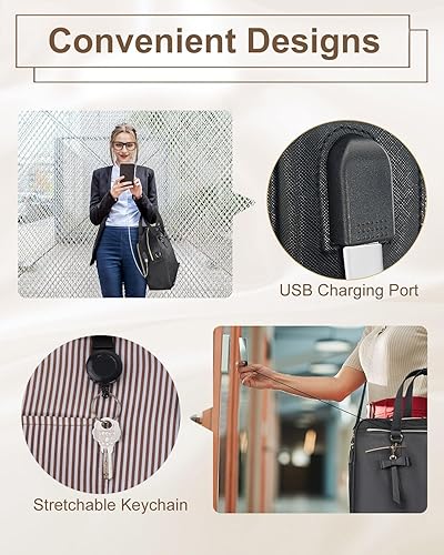 Miniatura 5 de MATEIN Maletín para laptop de 17.3 pulgadas, mochila convertible extragrande para mujer, bolsa impermeable para computadora portátil para el