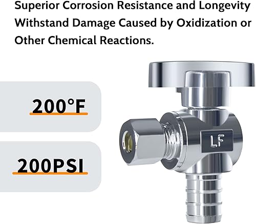 Miniatura 10 de VINTEX Paquete de 5 válvulas Pex de 12 pulgada x 38 pulgadas de ángulo Od Pex, válvula de cierre de agua, accesorios de crimpado de cuarto de