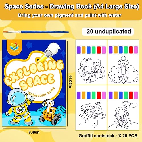 Miniatura 4 de YXOTJHS Juegos de pintura de acuarela para niños, pintura grande con libros de agua, libros de acuarela para colorear para niños de 4 a 8 años,