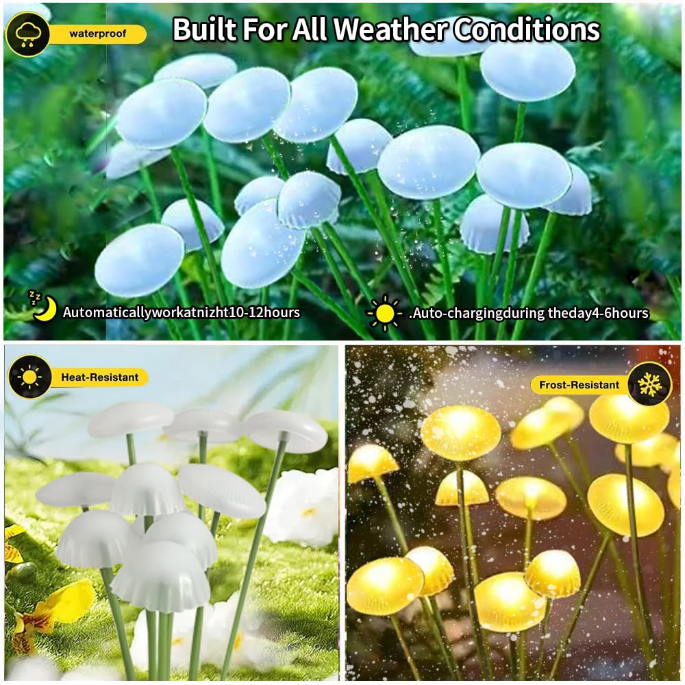 YZYOE 4 Pack 10LED Outdoor Solar Ground Inserted Warm Light Jellyfish Lamps,Waterproof Courtyard Atmosphere Decorative Lights,2 Modes DIY Path Light - Image 2