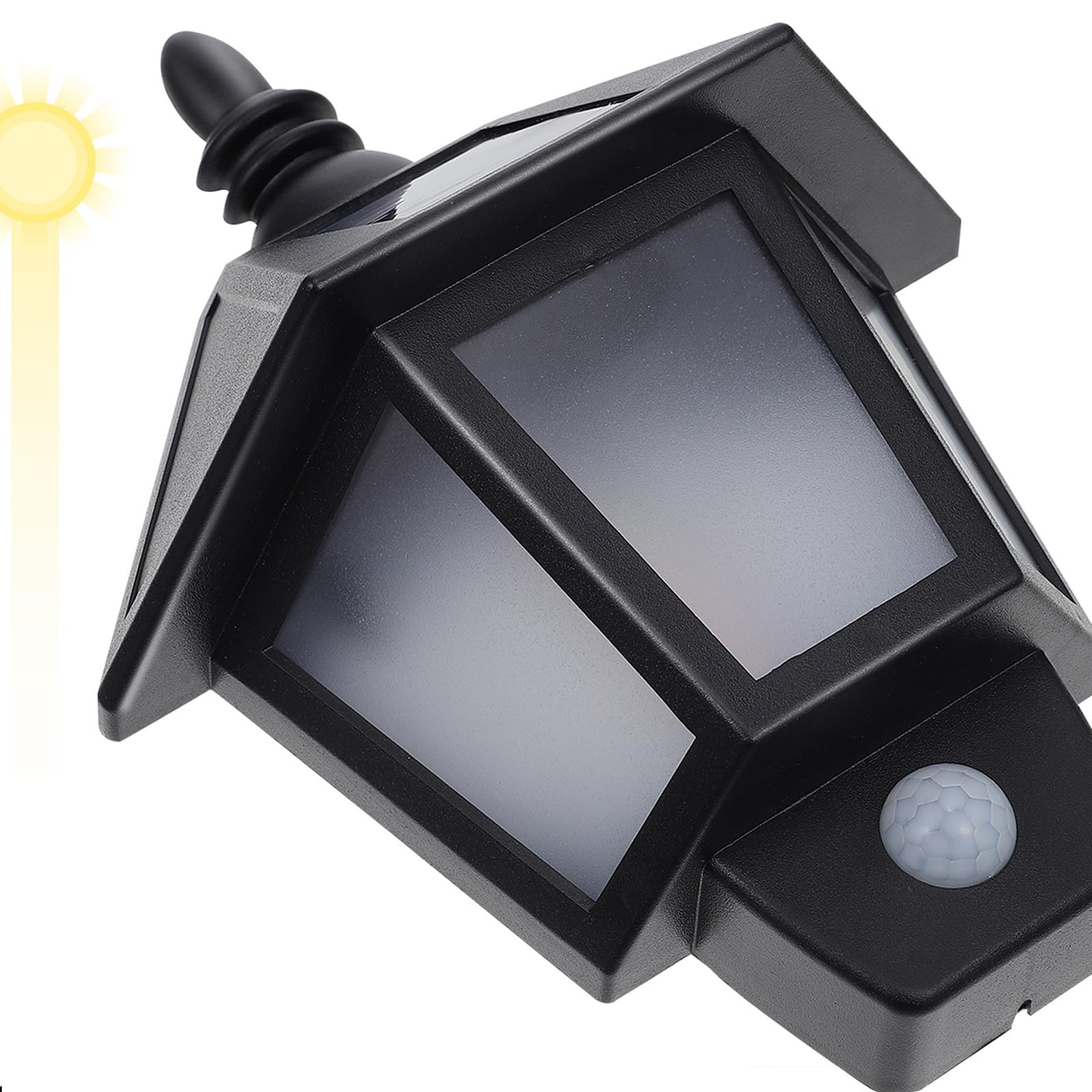 Beavorty Solar Außenleuchte Wandleuchte mit Bewegungsmelder LED Warmweiß Ip55 3.2v 500mah Akku für Garten und Korridor Schwarz