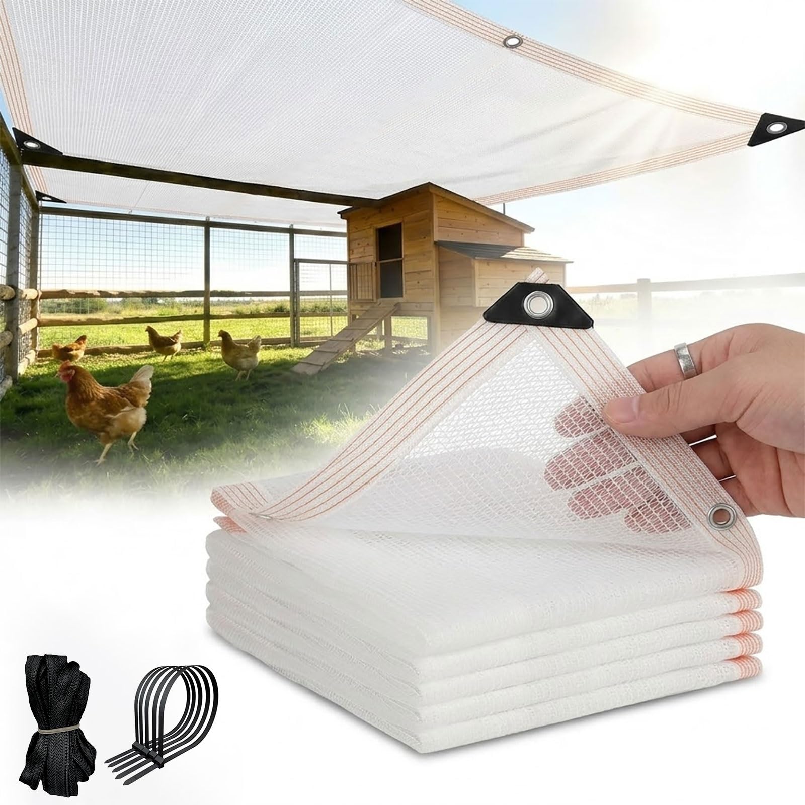 Filet protection solaire blanc 2x12m avec œillets occultation 55%