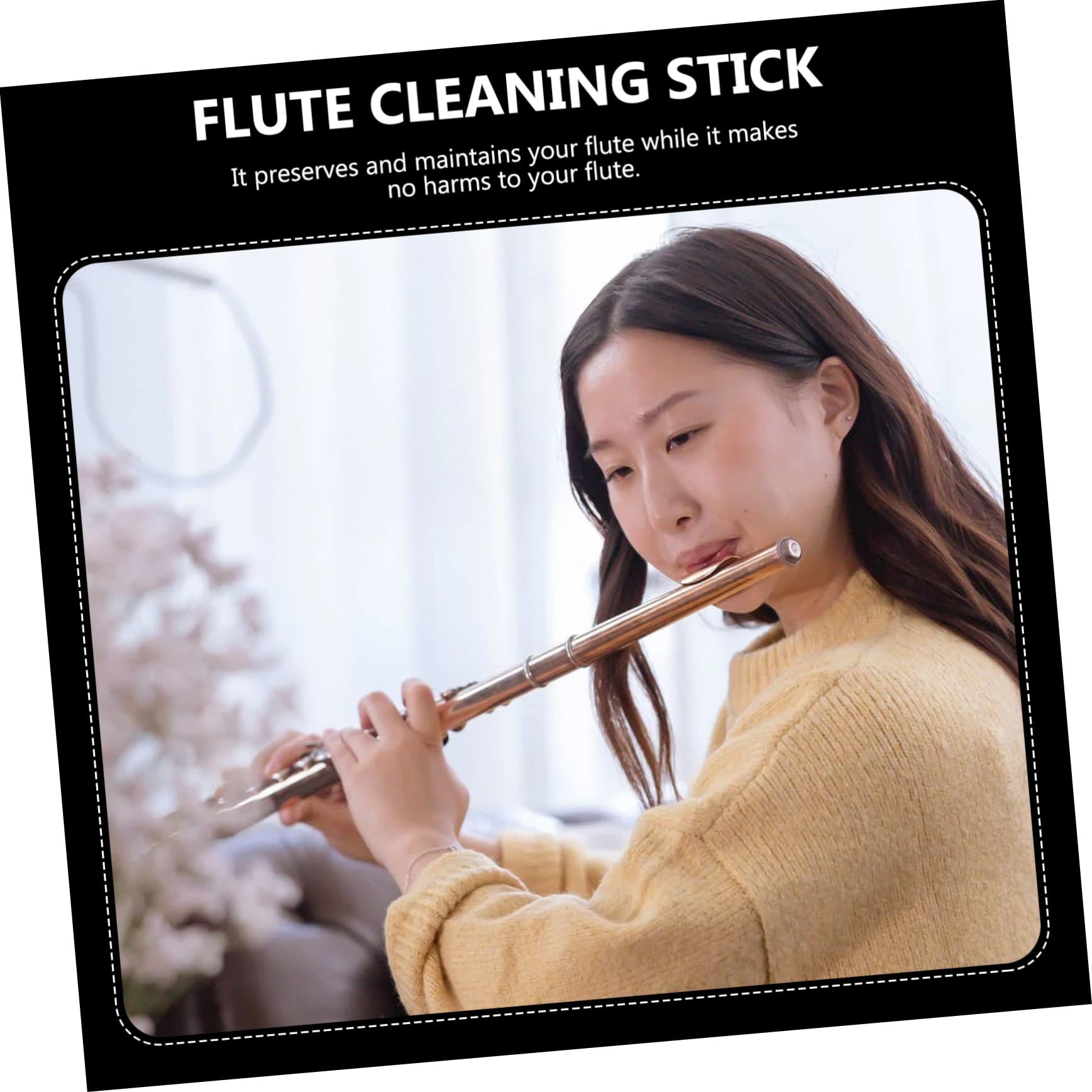 ifundom Cleansing Instrument Tools Flute Cleaning Rod Stick Black Non-scratch Material