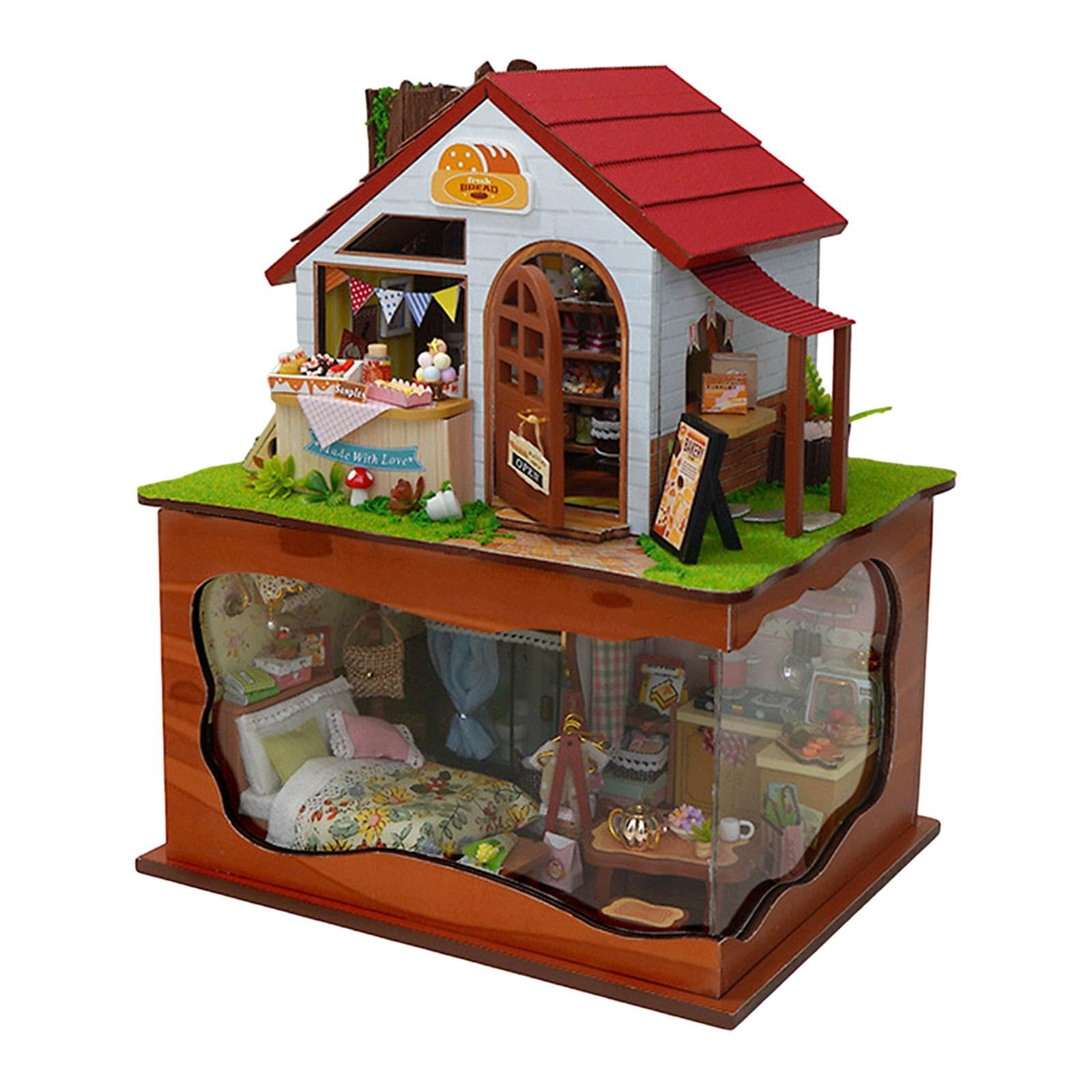 harayaa Kit Fai da Te per Casa in Miniatura, Diorama da Comodino, Costruzione di Una Casa, Panetteria in Miniatura Fai da Te