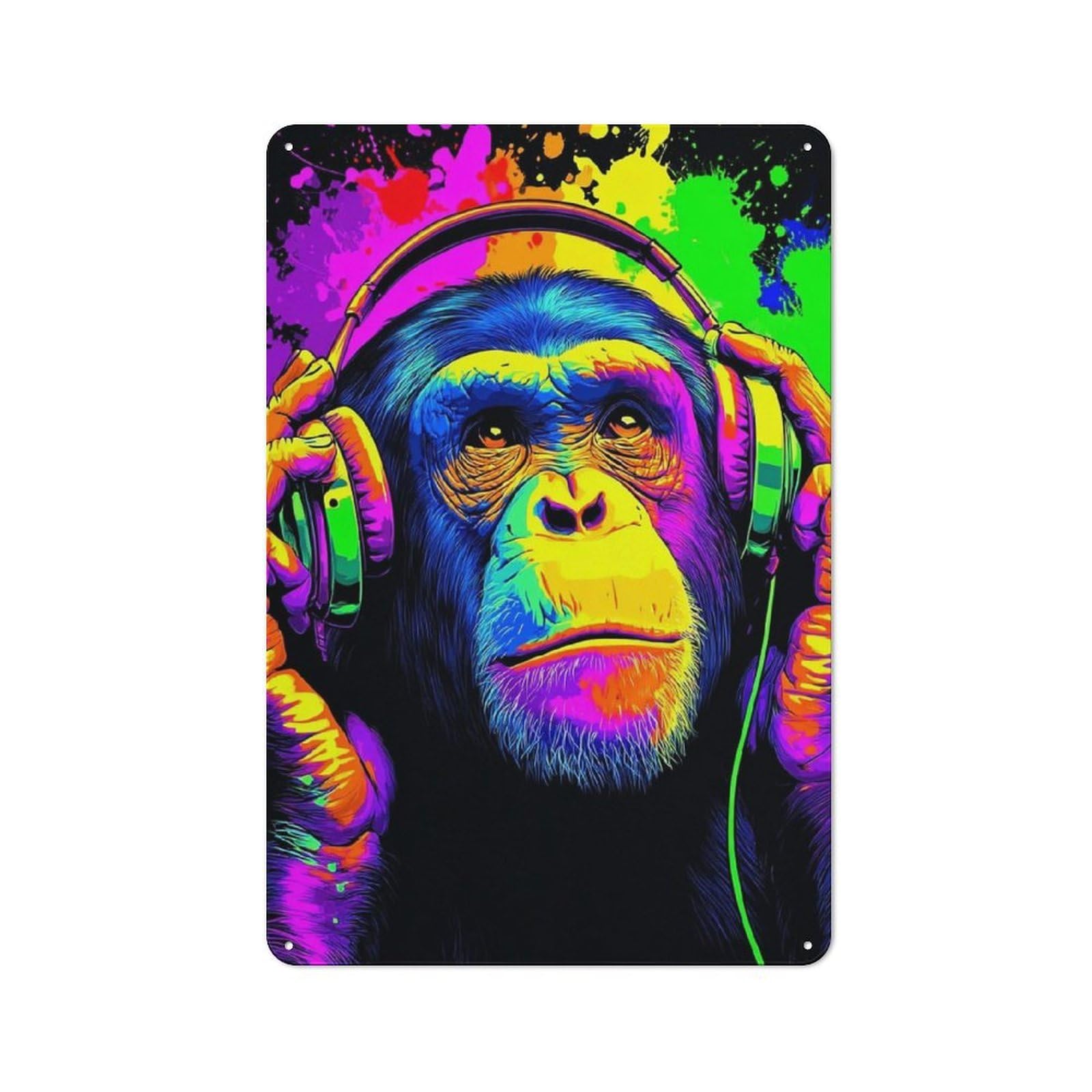 Junmoney Chill Monkey Tin Wall Plaque 30X20cm With For Bar Or Restaurant, Suited To Restaurant Interior Fans
