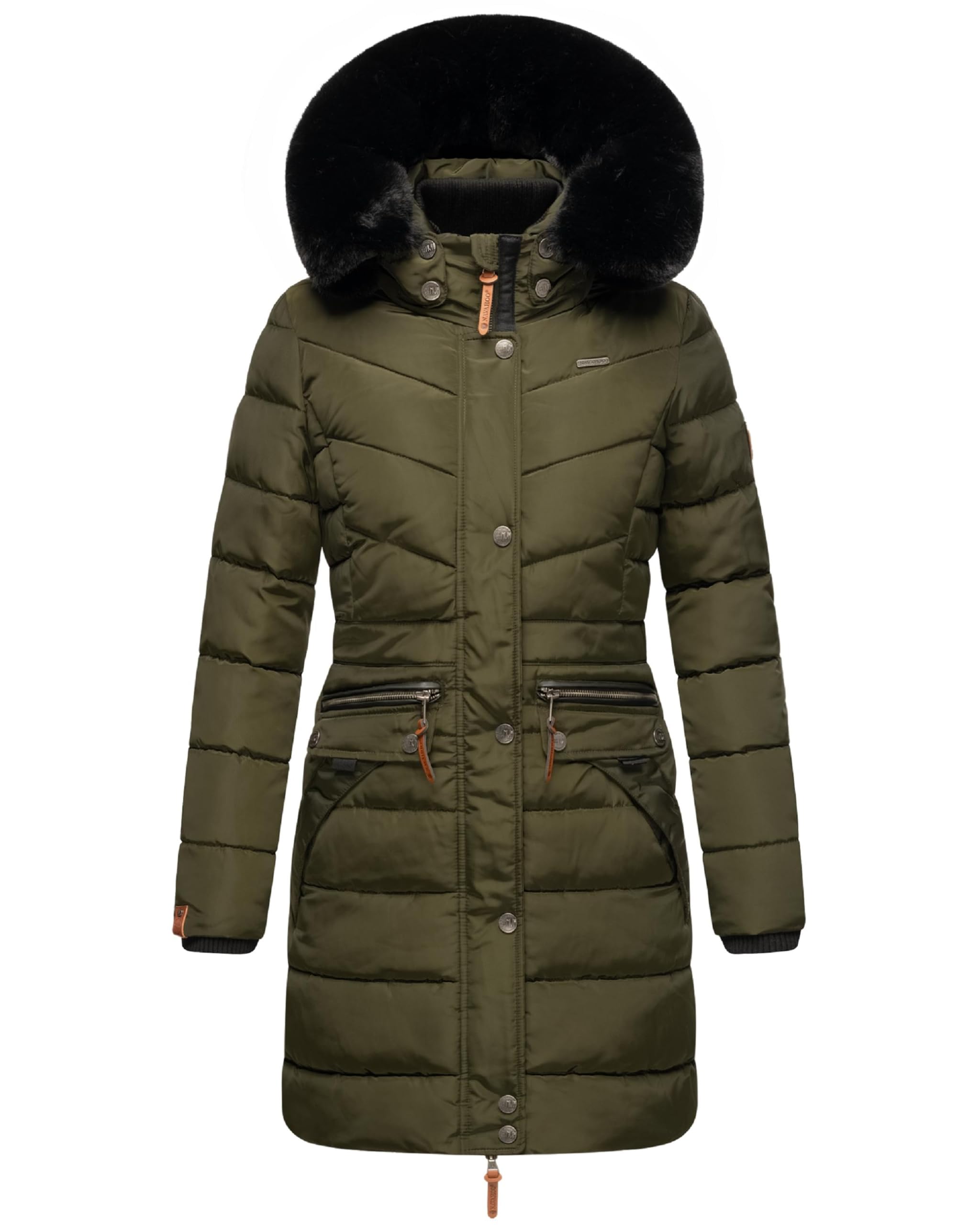 Navahoo Paula Women's Winter Coat, Warm, Quilted Coat, Long, with Removable Faux Fur Hood, XS - 5XL, M