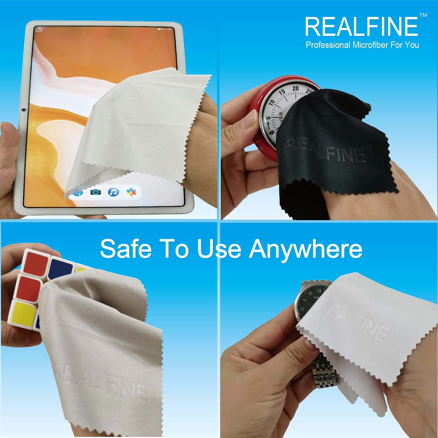 Paños de limpieza de microfibra, paquete de 6 con bolsas reutilizables, paño antiarañazos para lentes, pantallas y cámaras, limpieza segura premium con almacenamiento individual