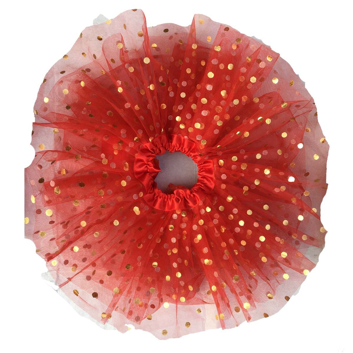 Aglare Girls Mini Skirt (Tutu_skirt_dot Red_m_Gold_Medium) 1