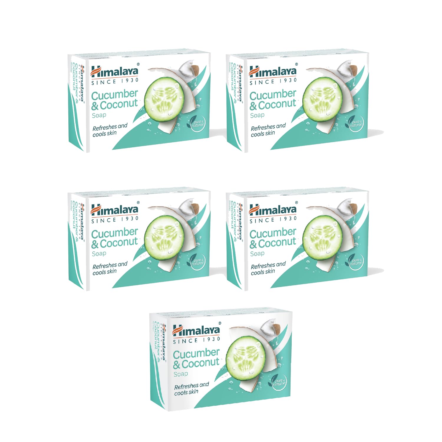 Himalaya SINCE 1930 Himalaya Herbals Refreshing Cucumber Soap And Coconut Soap, 125G (Pack of 5)-image-4