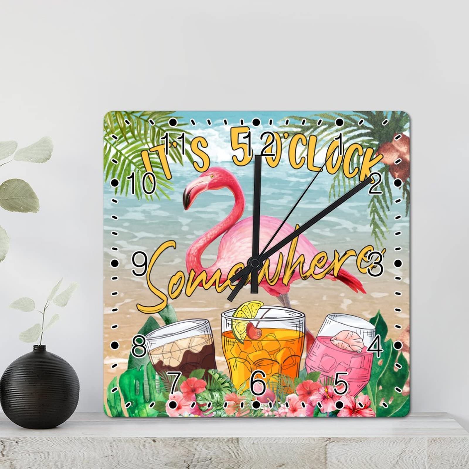 Horloge murale aquarelle oiseau et flamant rose pour une ambiance détente au salon