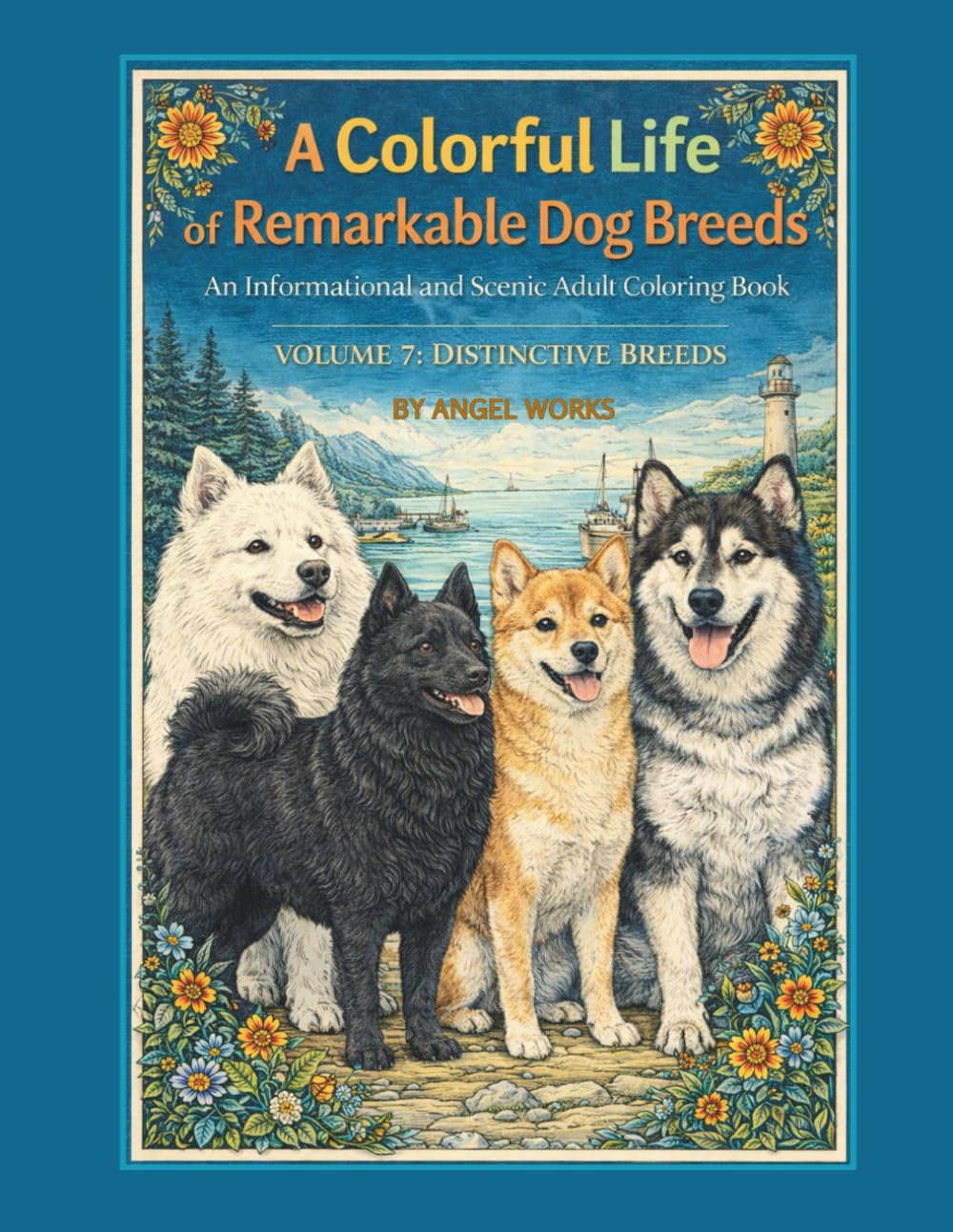 A Colorful Life of Remarkable Dog Breeds: An Informational and Scenic Adult Coloring Book: Volume 7: Distinctive Breeds